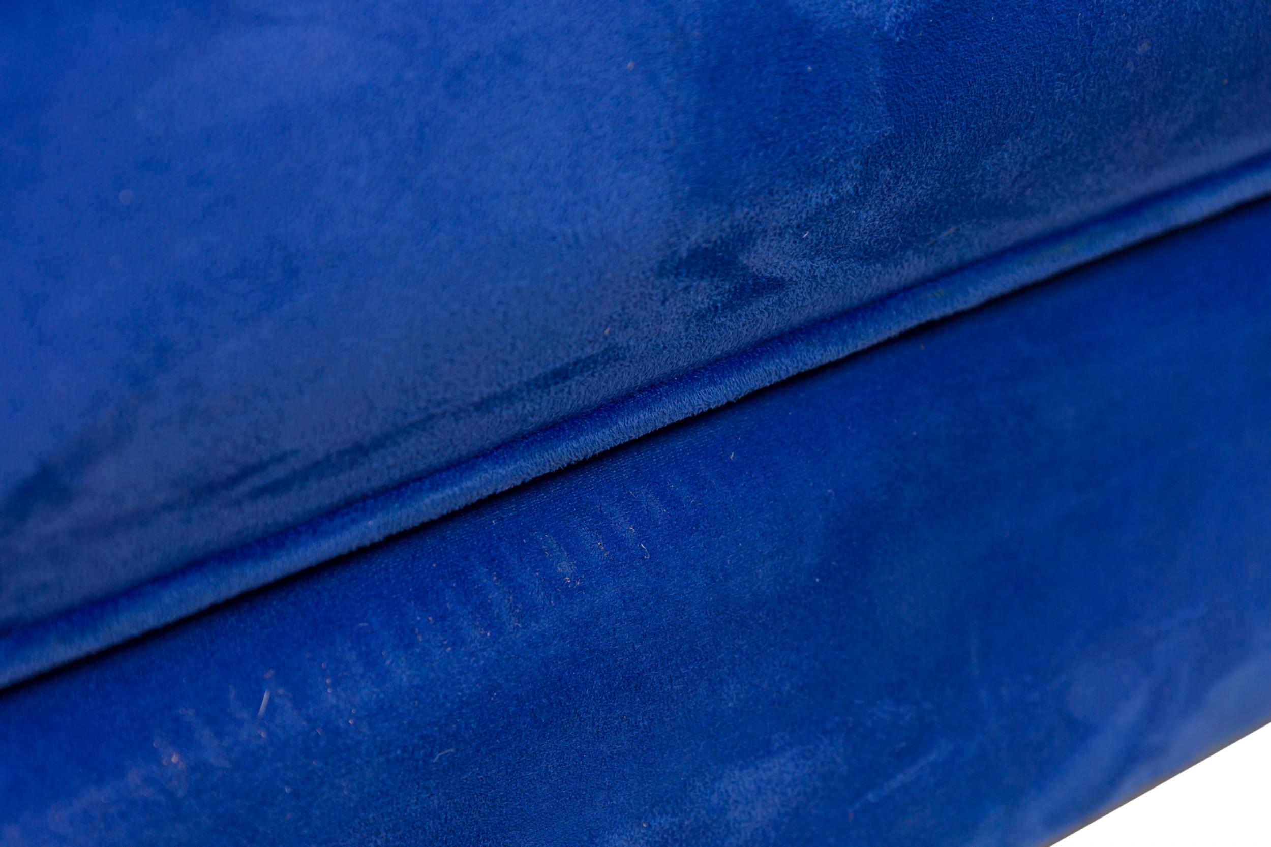 Métal Méridienne en velours bleu et chrome George Nelson pour Herman Miller en vente
