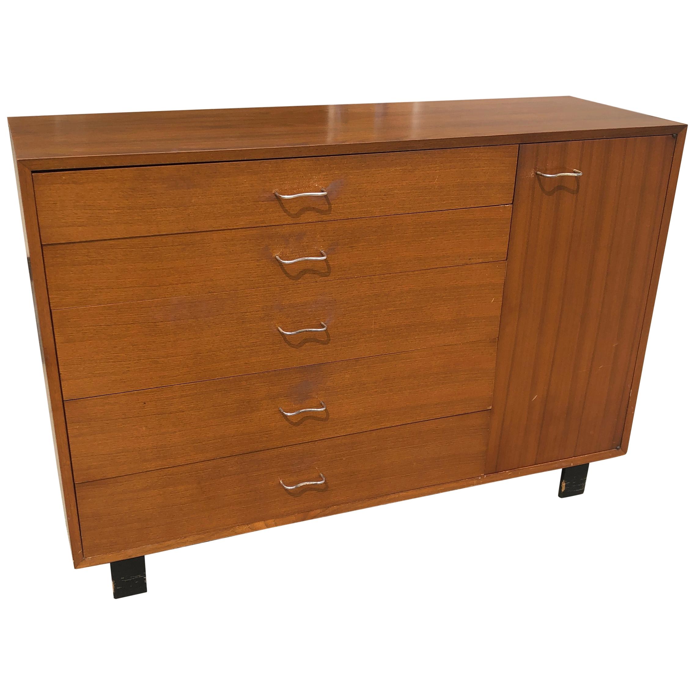 George Nelson for Herman Miller Cabinet Chest in Book Match Walnut Grain
