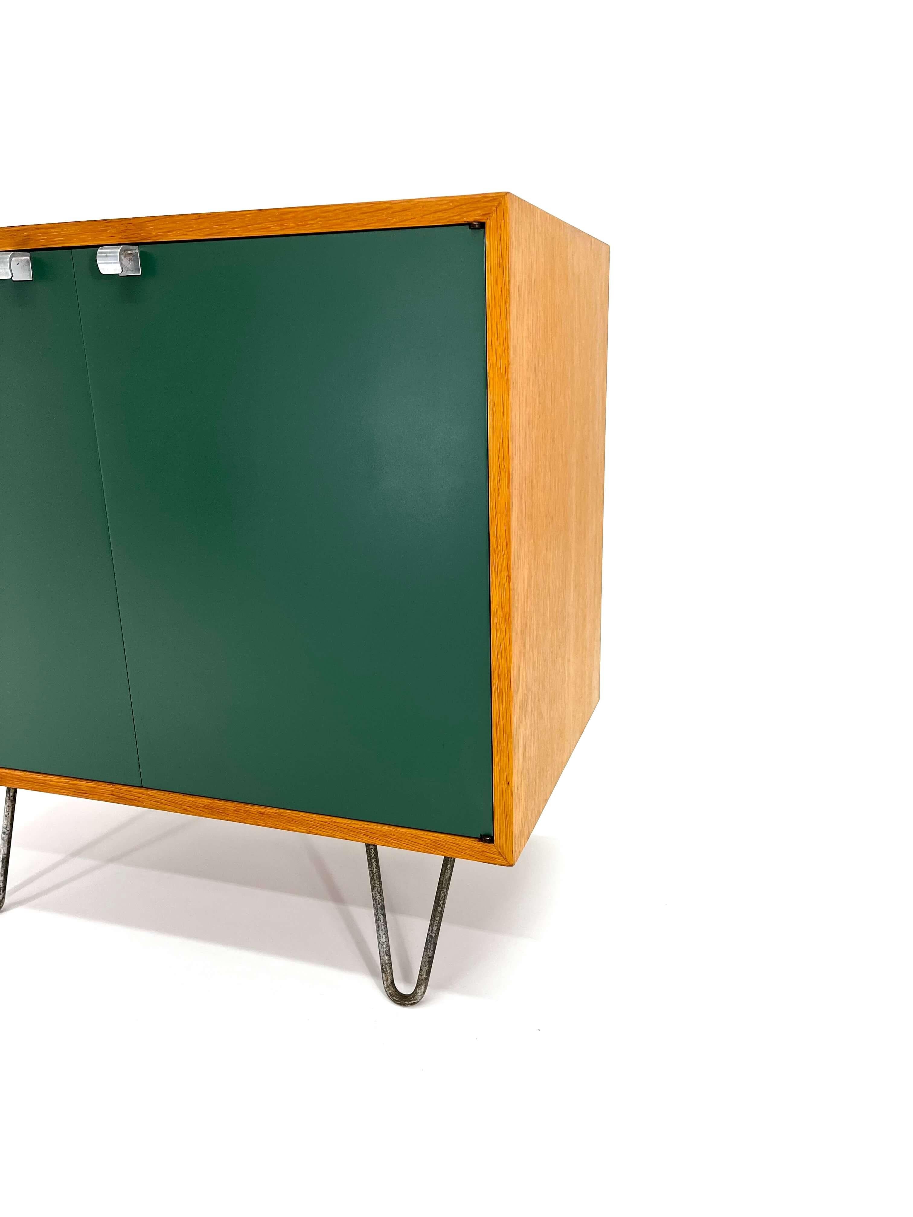 George Nelson for Herman Miller Cabinet - Green Lacquered doors & Hair Pin Legs 3