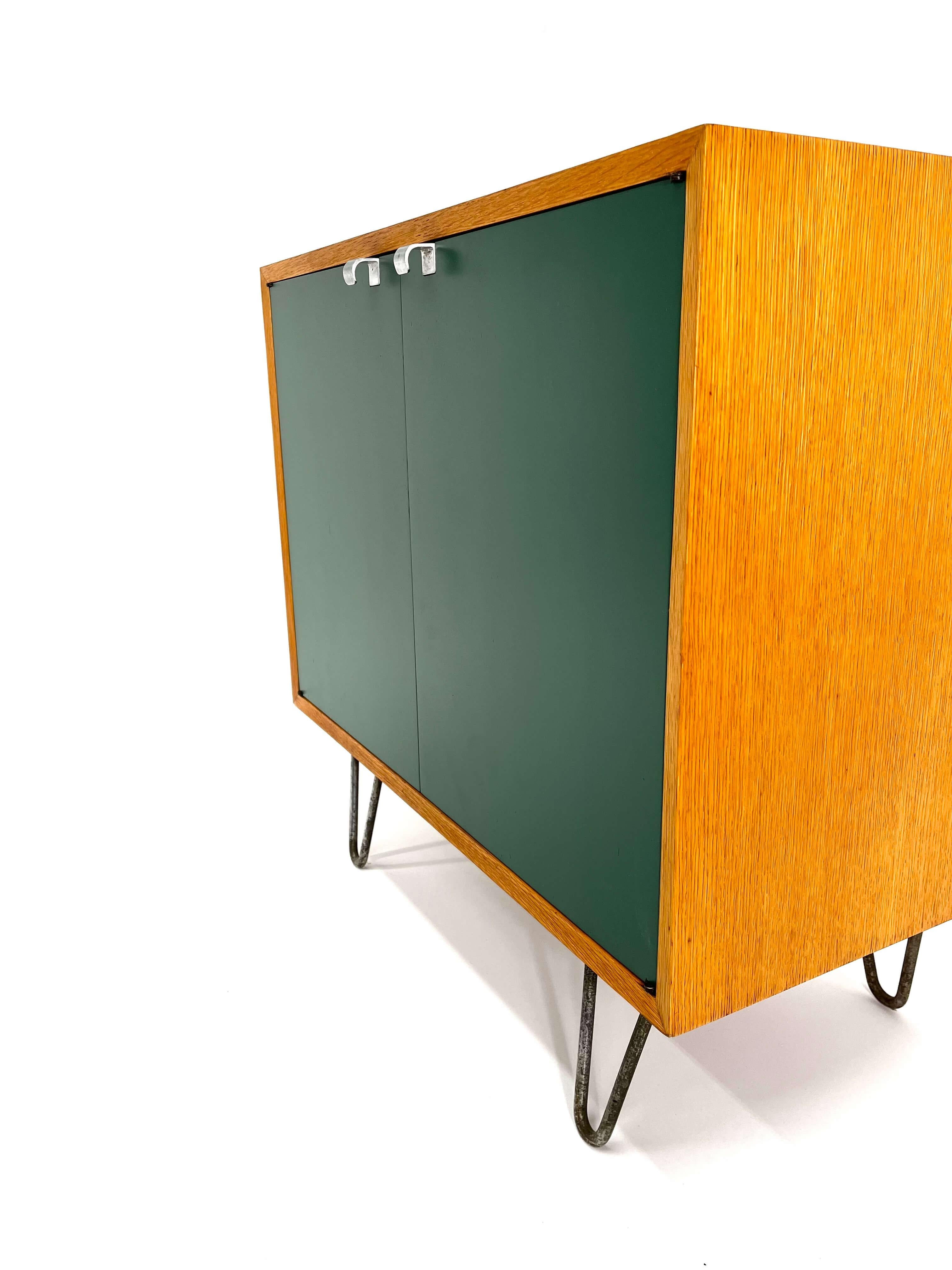 George Nelson for Herman Miller Cabinet - Green Lacquered doors & Hair Pin Legs 7