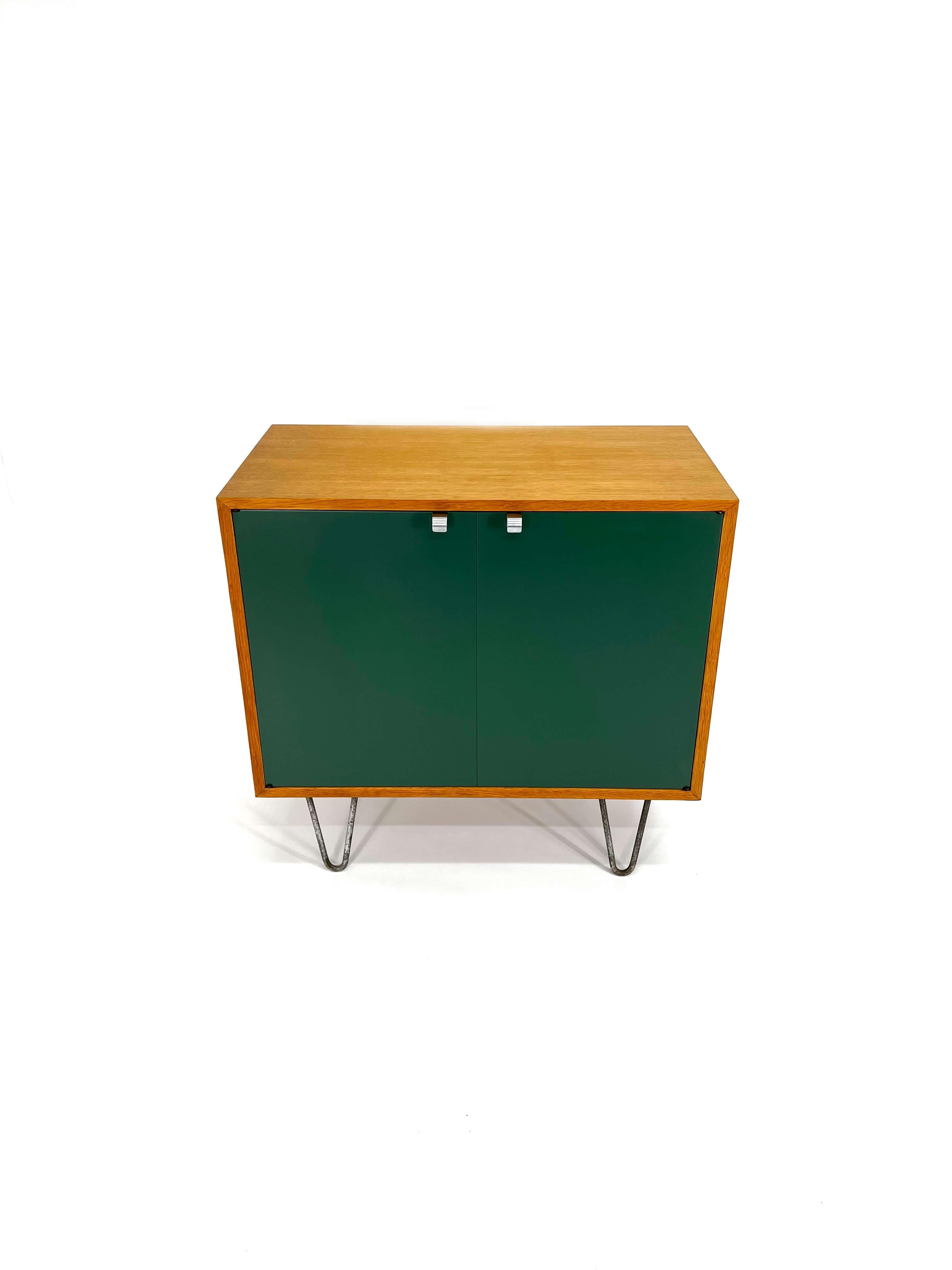 Mid-Century Modern George Nelson for Herman Miller Cabinet - Green Lacquered doors & Hair Pin Legs