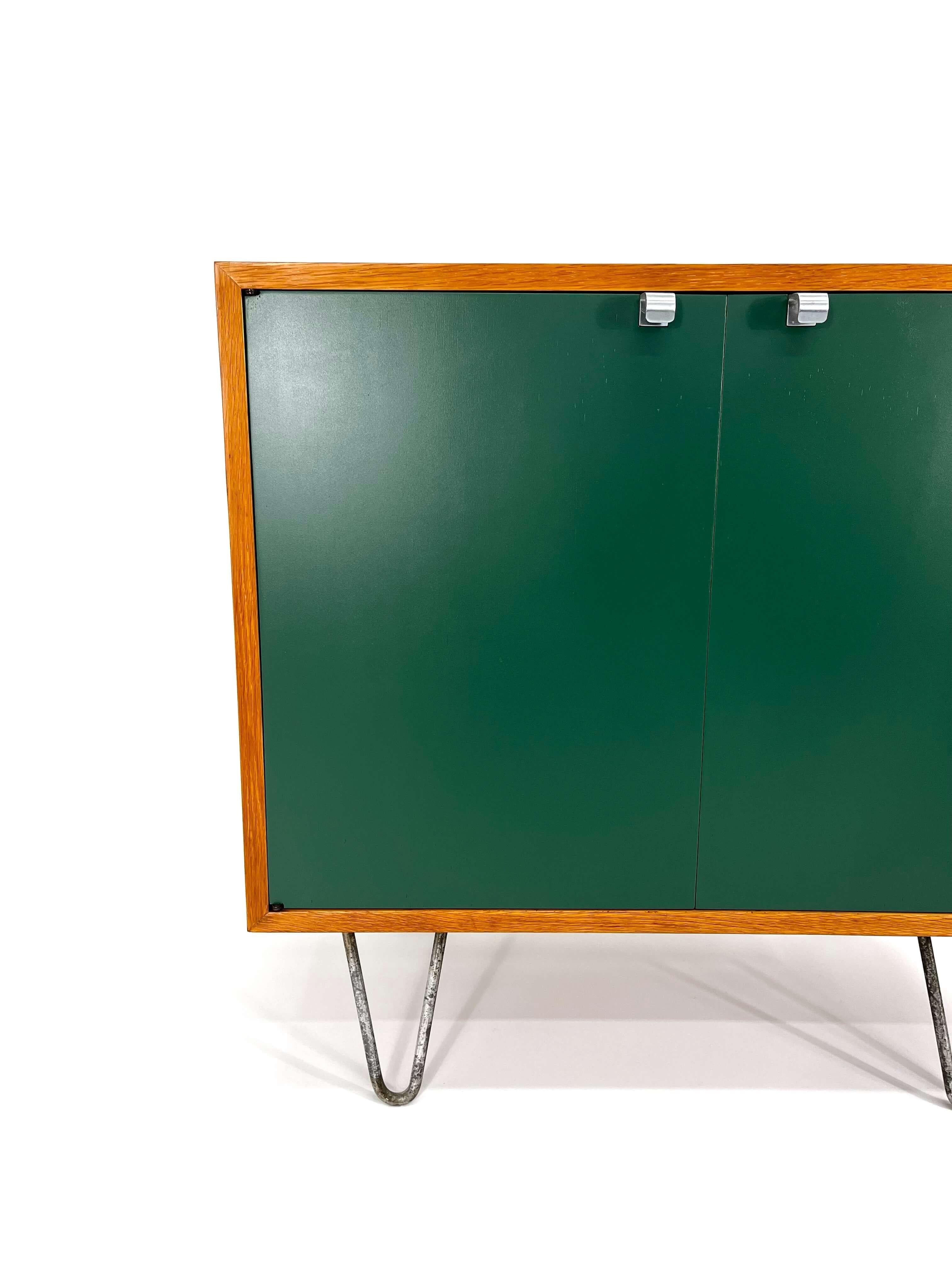 American George Nelson for Herman Miller Cabinet - Green Lacquered doors & Hair Pin Legs