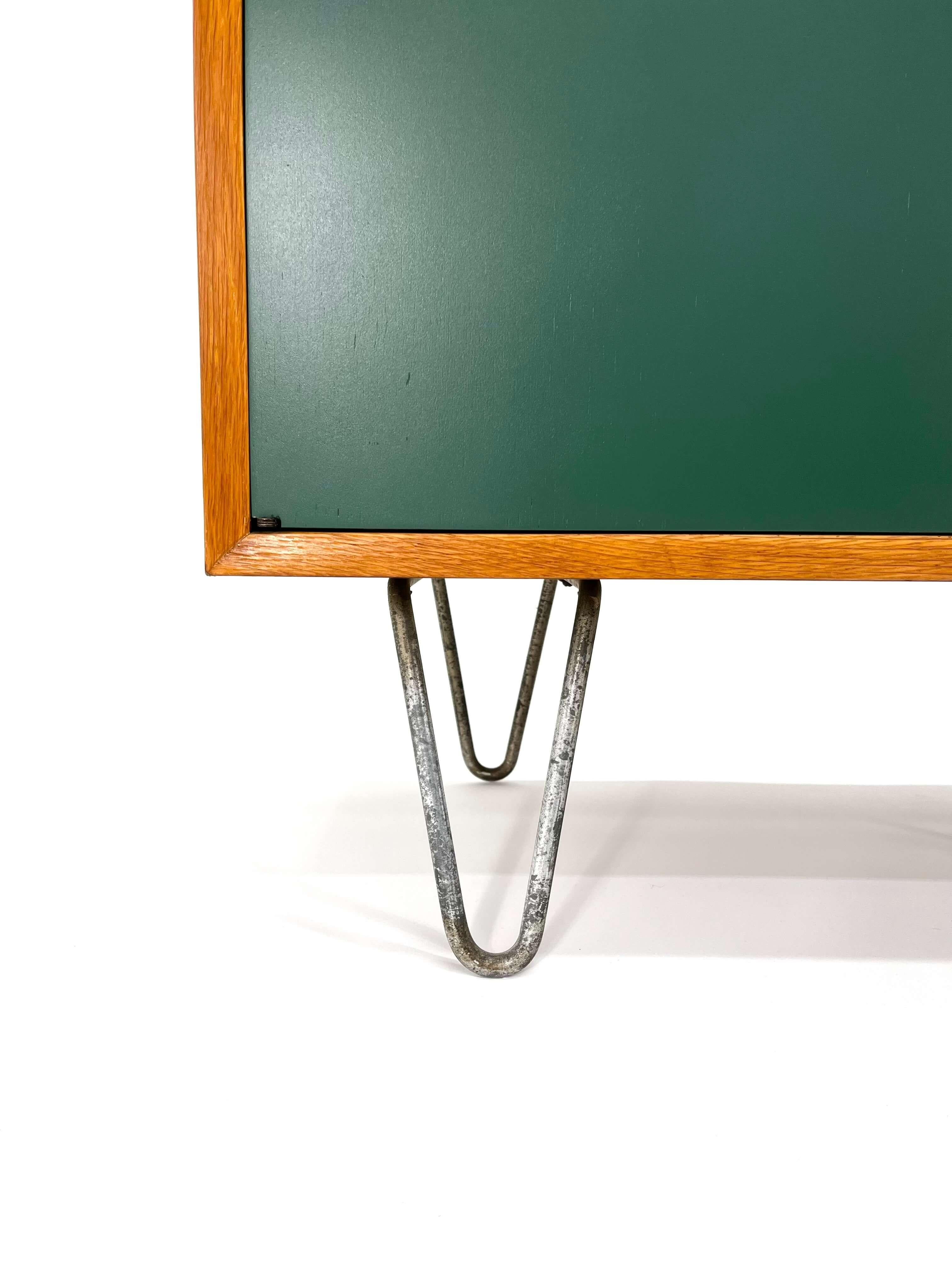 20th Century George Nelson for Herman Miller Cabinet - Green Lacquered doors & Hair Pin Legs