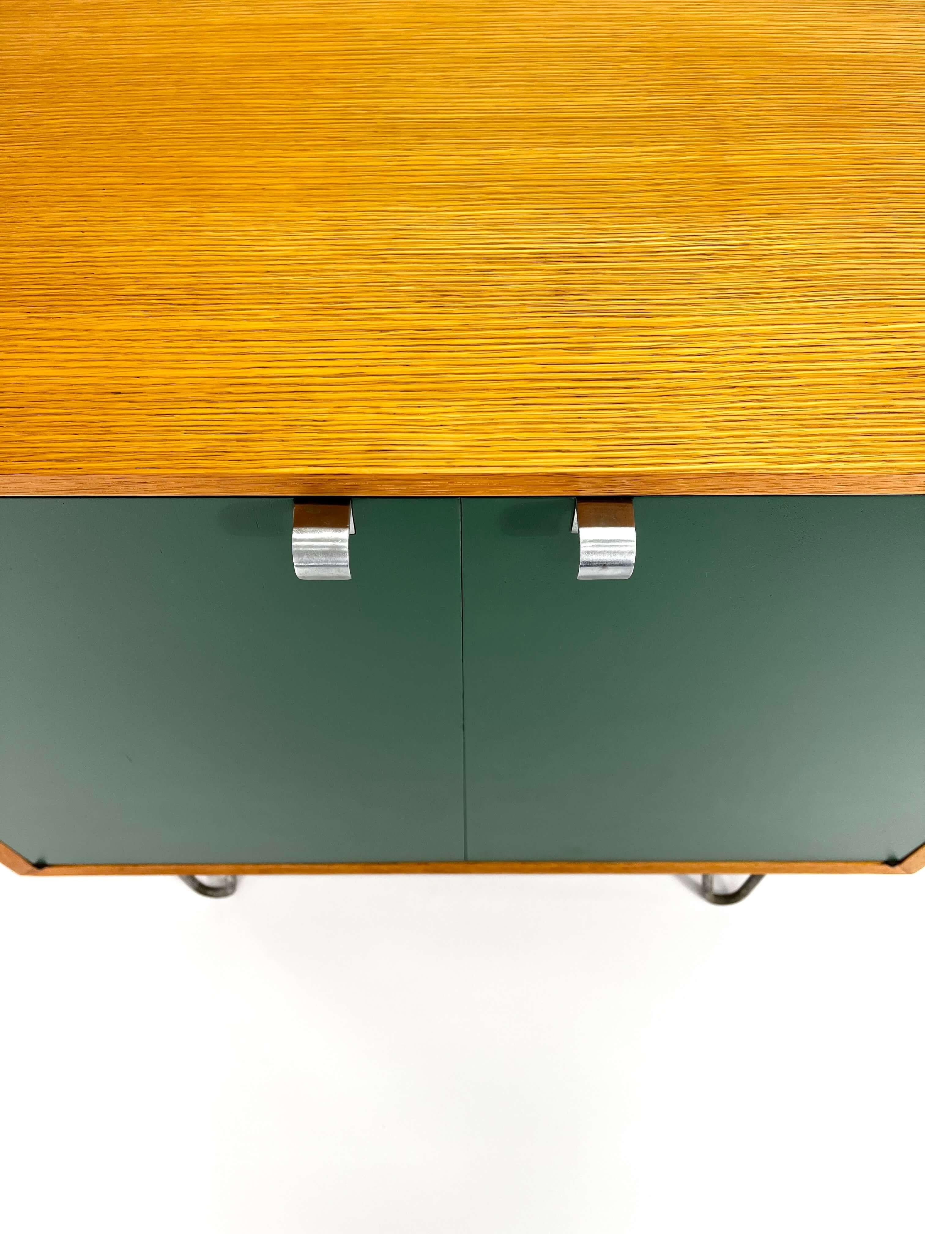 George Nelson for Herman Miller Cabinet - Green Lacquered doors & Hair Pin Legs 1