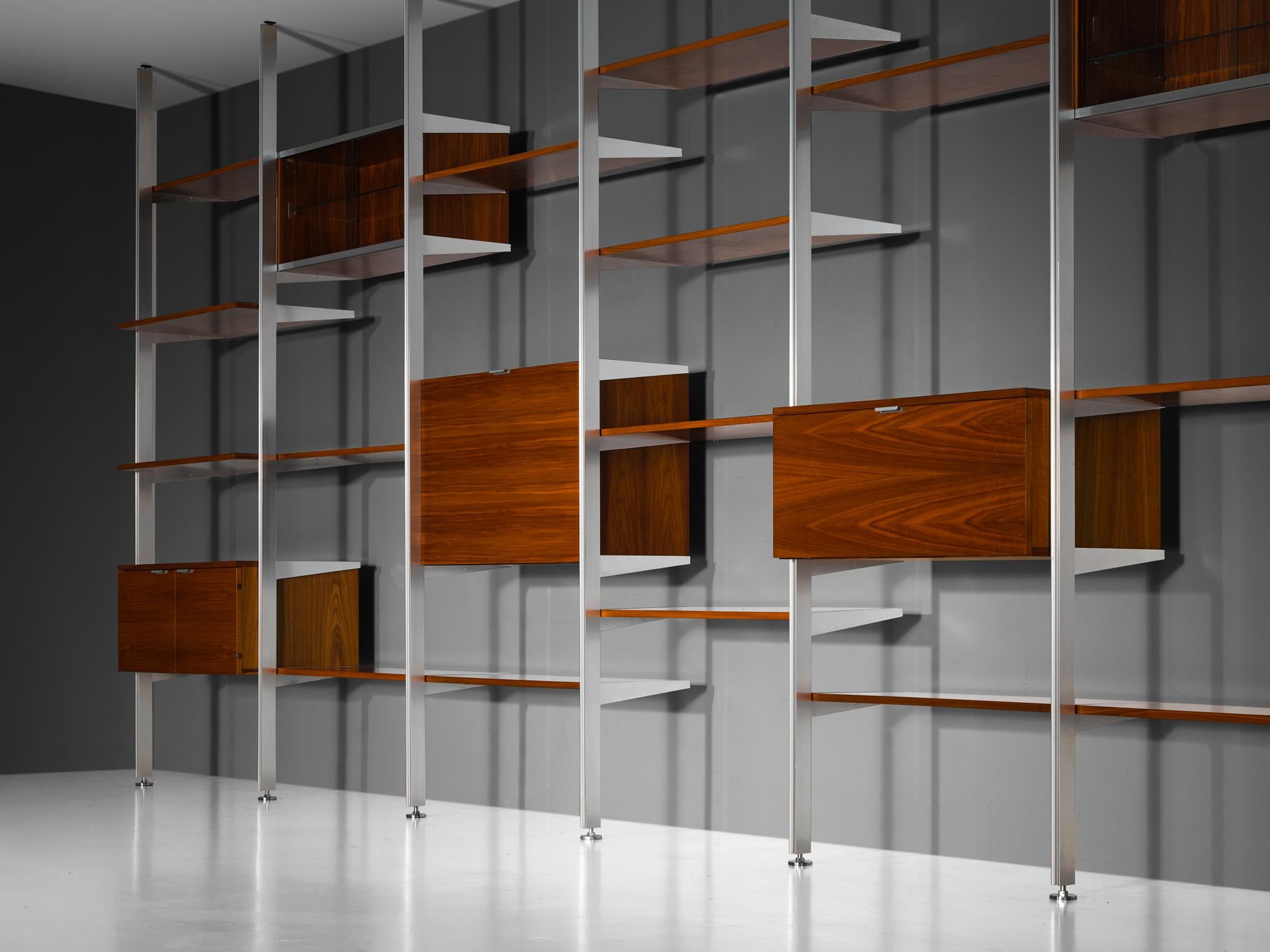 Mid-Century Modern George Nelson for Herman Miller CSS Modular Wall Unit in Walnut & Aluminum For Sale