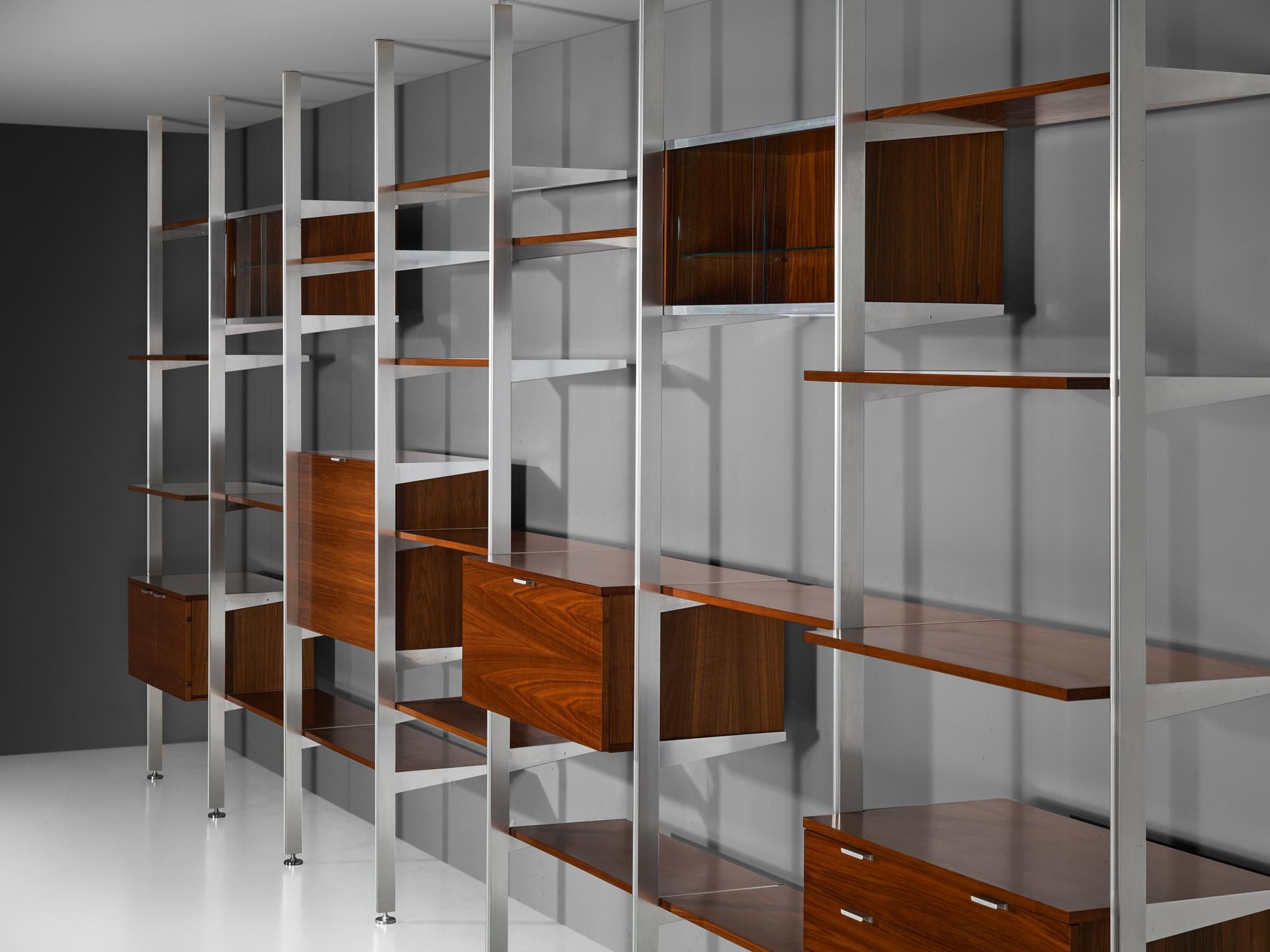 George Nelson for Herman Miller CSS Modular Wall Unit in Walnut & Aluminum For Sale 2