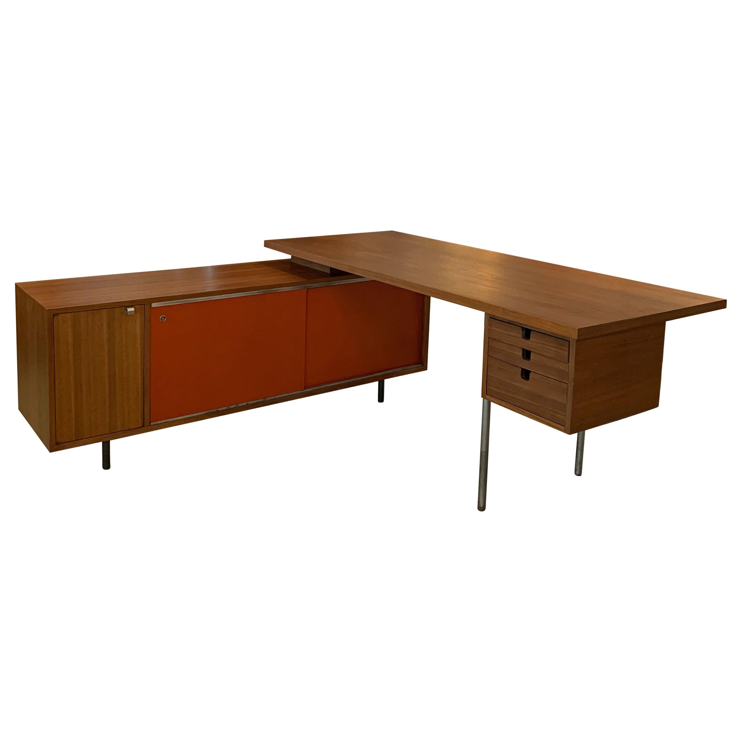 George Nelson for Herman Miller Executive Desk with Credenza Return