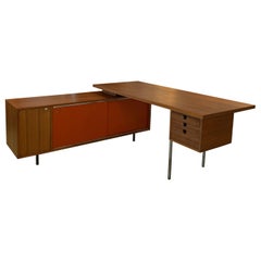 Retro George Nelson for Herman Miller Executive Desk with Credenza Return