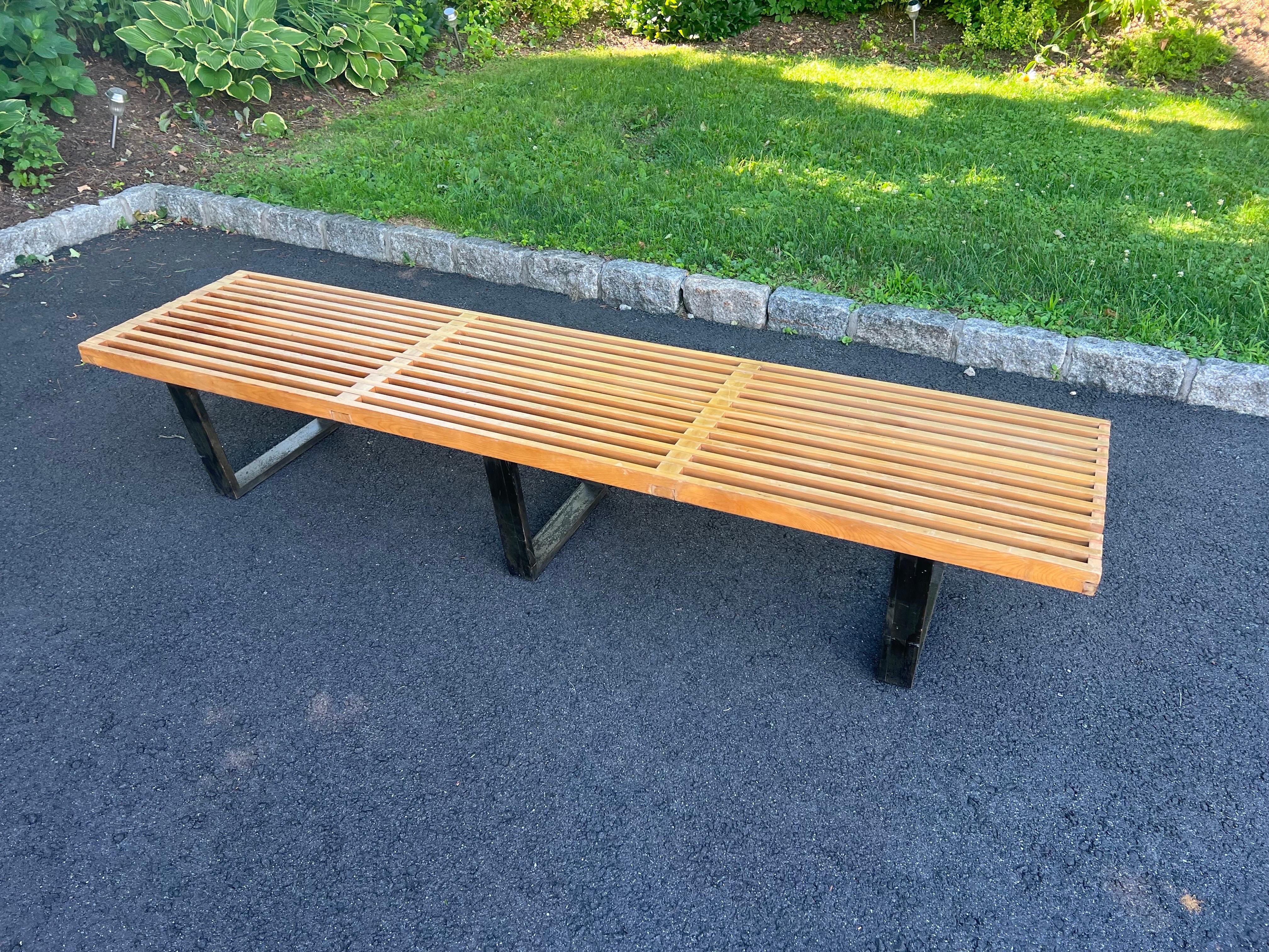 George Nelson For Herman Miller Extra Long Slat Bench Bon état - En vente à Redding, CT