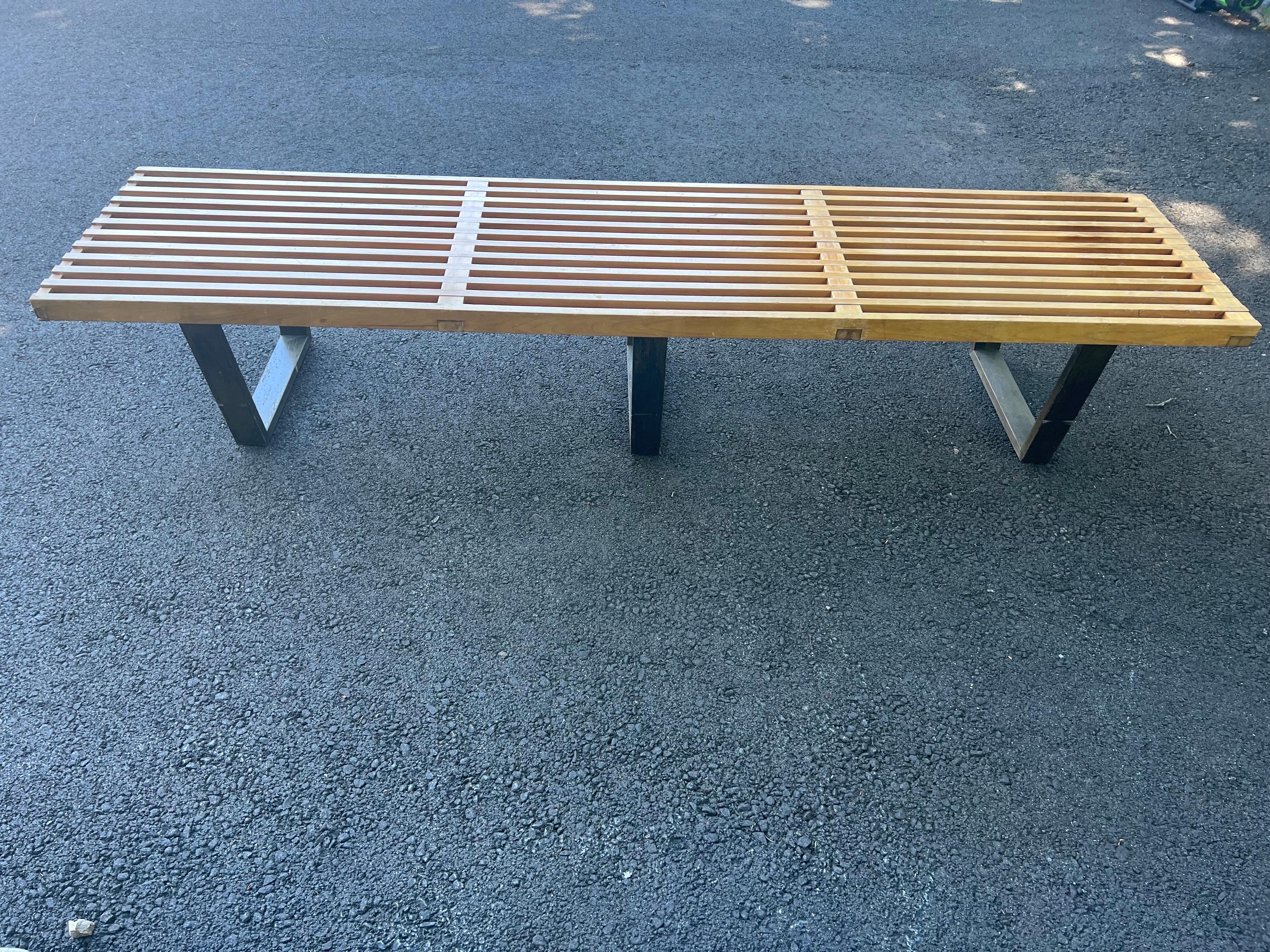Bois George Nelson For Herman Miller Extra Long Slat Bench en vente