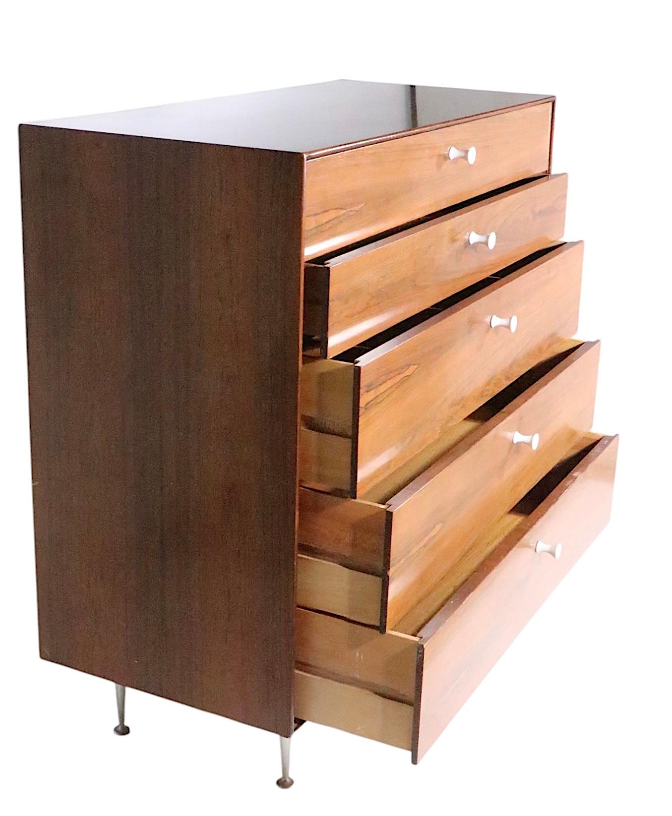 George Nelson per Herman Miller Comò a cinque cassetti con bordo sottile in legno di palissandro anni '50 ca. in vendita 9