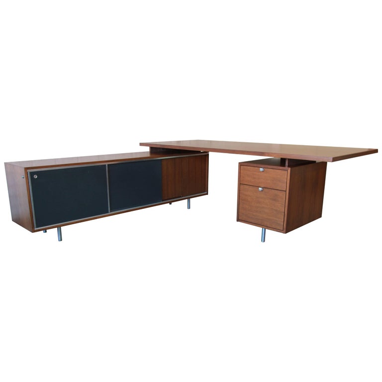 George Nelson For Herman Miller L Shaped Executive Desk 1950s At