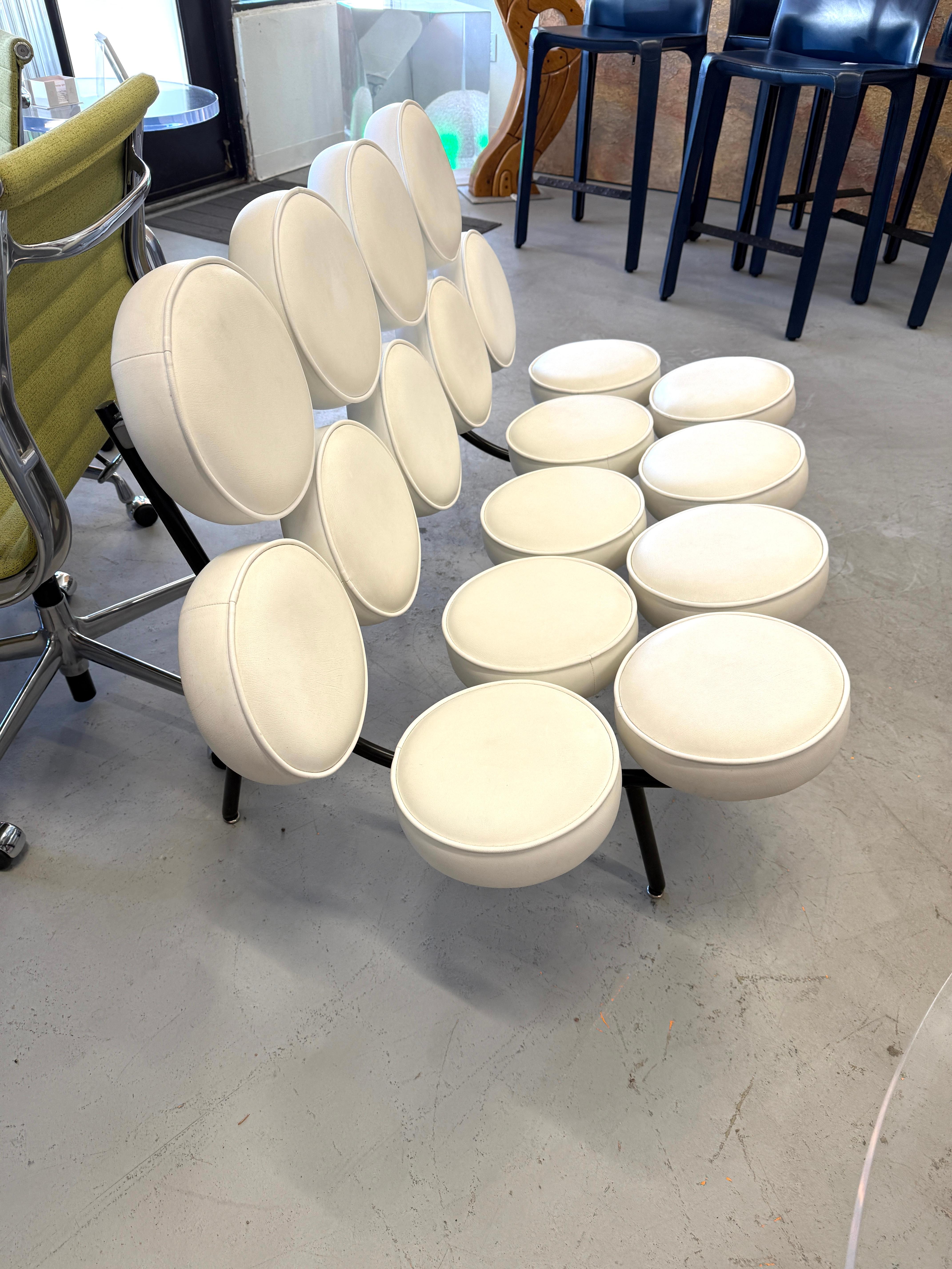 George Nelson para Herman Miller Sofá Marshmallow de piel blanca Hecho a mano en venta