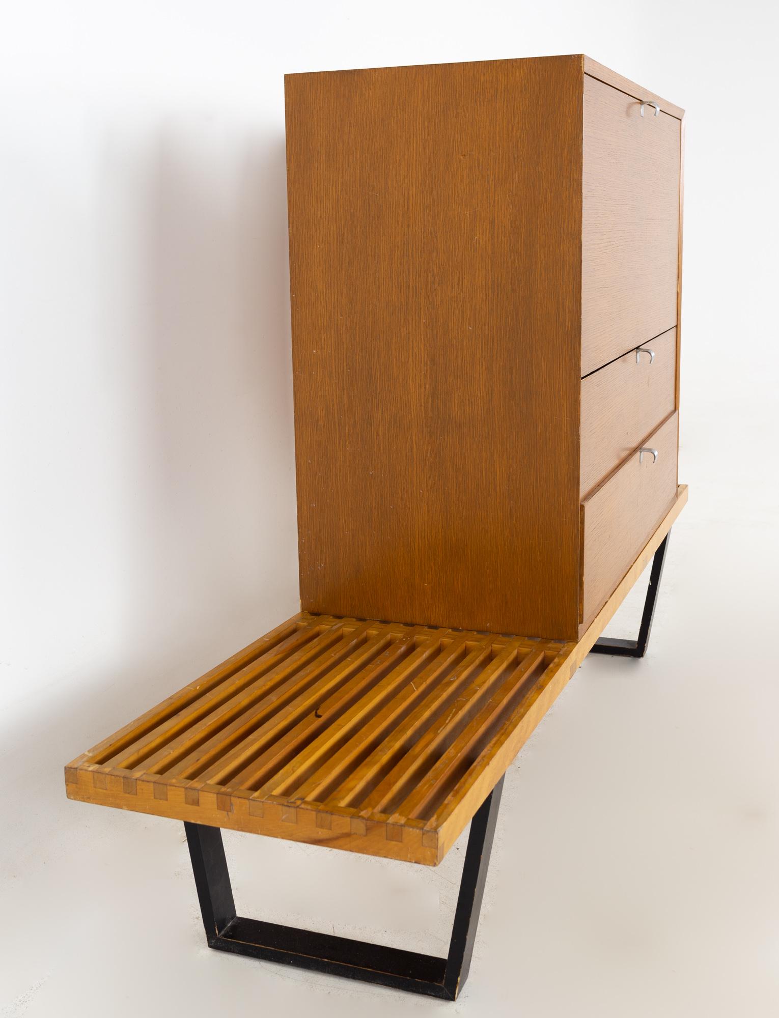 George Nelson für Herman Miller MCM Modular 2 Drawer Bar Cabinet and Bench (amerikanisch) im Angebot