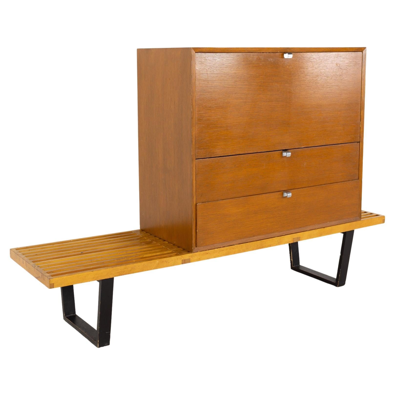 George Nelson for Herman Miller MCM Modular 2 Drawer Bar Cabinet and Bench For Sale