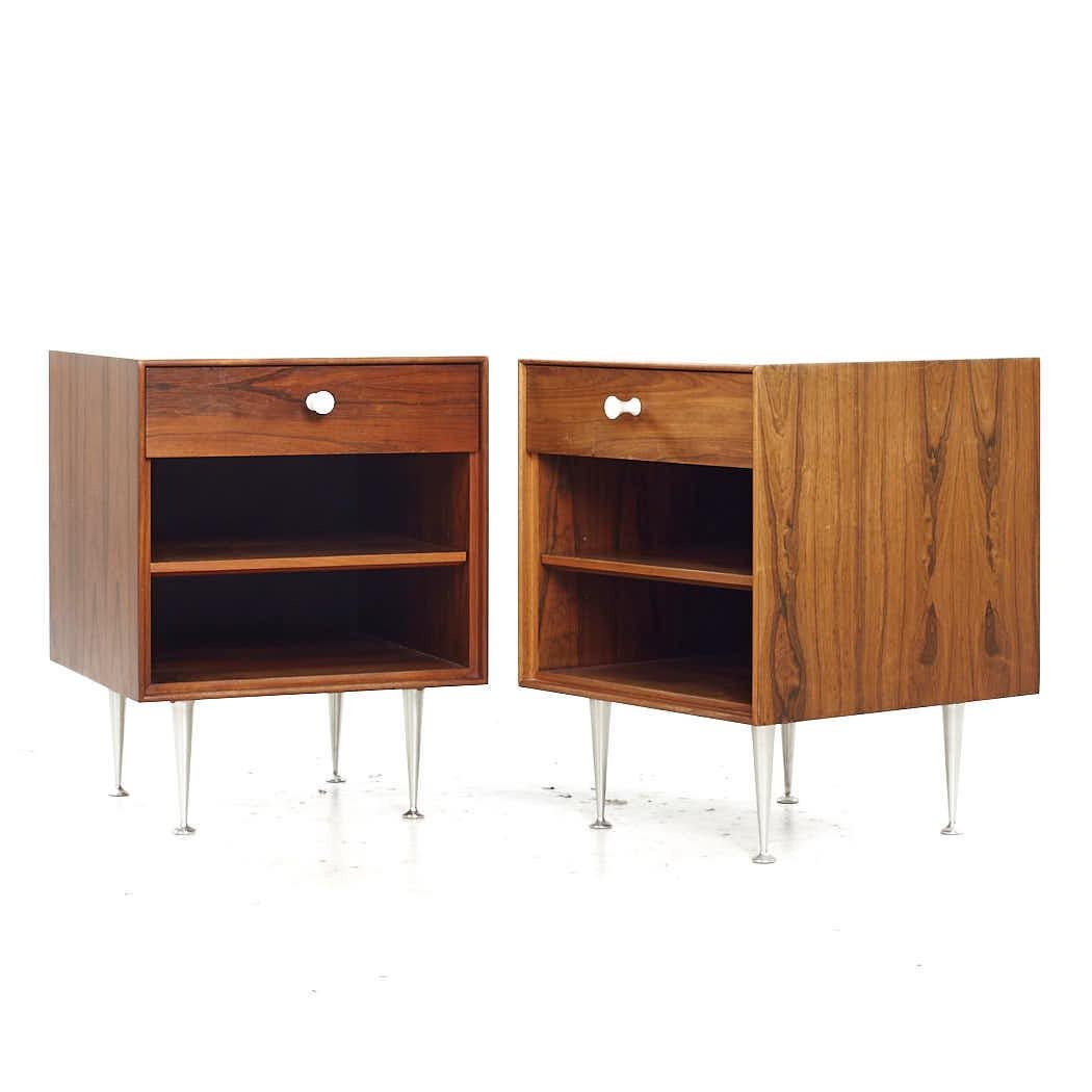 Mid-Century Modern George Nelson for Herman Miller MCM Rosewood Thin Edge Nightstands – Pair For Sale