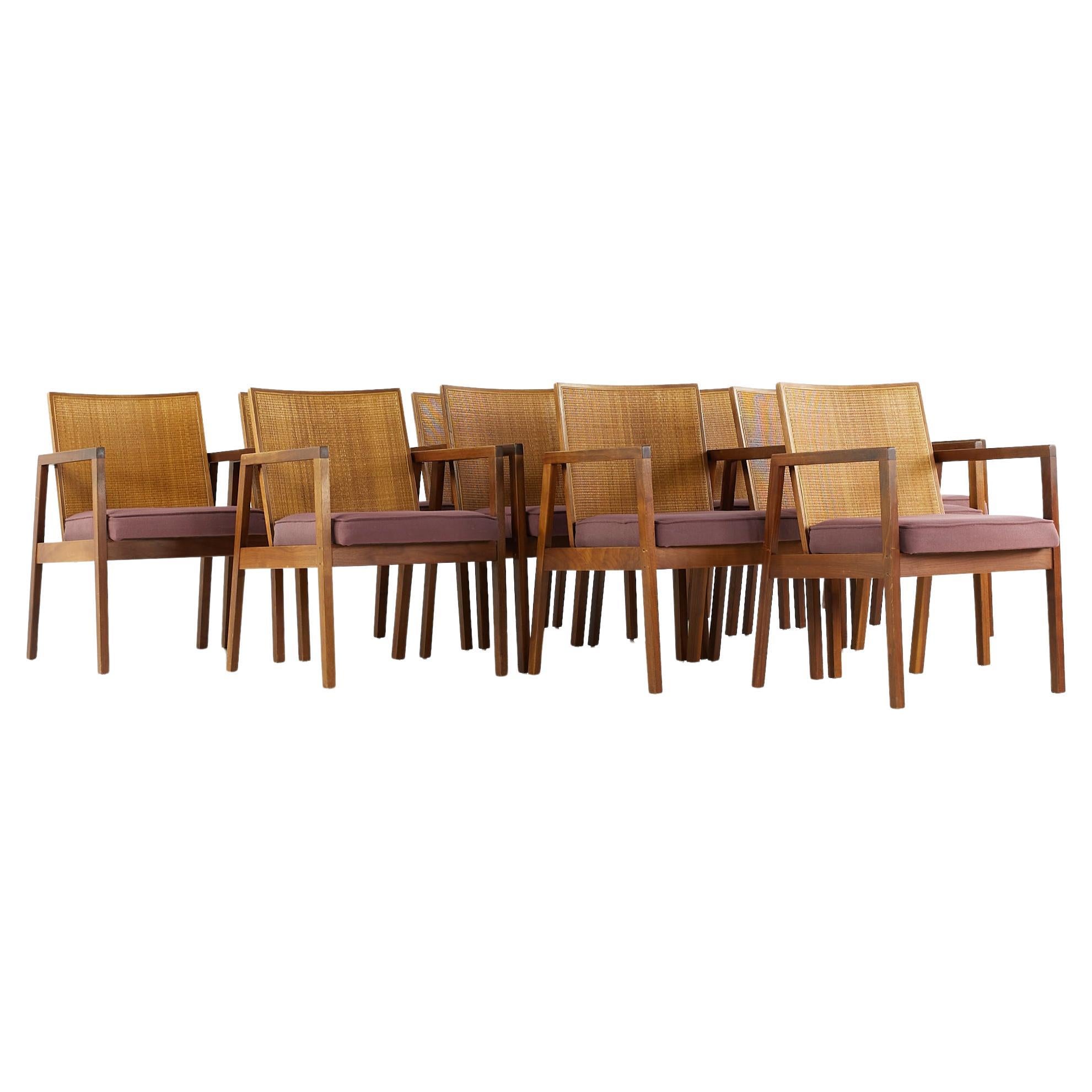 SOLD 11/23/23George Nelson for Herman Miller MCM Walnut Cane Dining Chairs -f 12