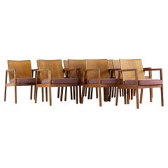 George Nelson for Herman Miller Mcm Walnut and Cane Dining Chairs, Set of 12