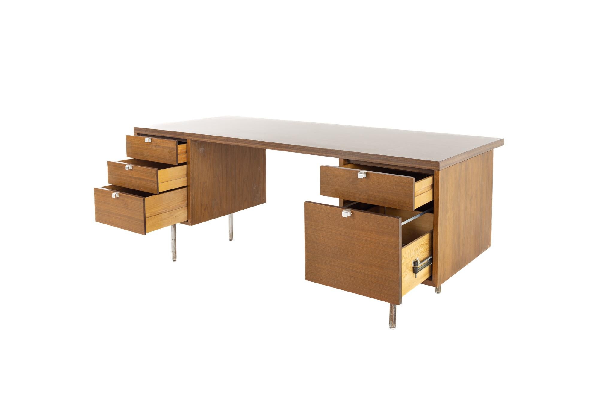 Chrome George Nelson for Herman Miller MCM Walnut with Laminate Top Executive Desk