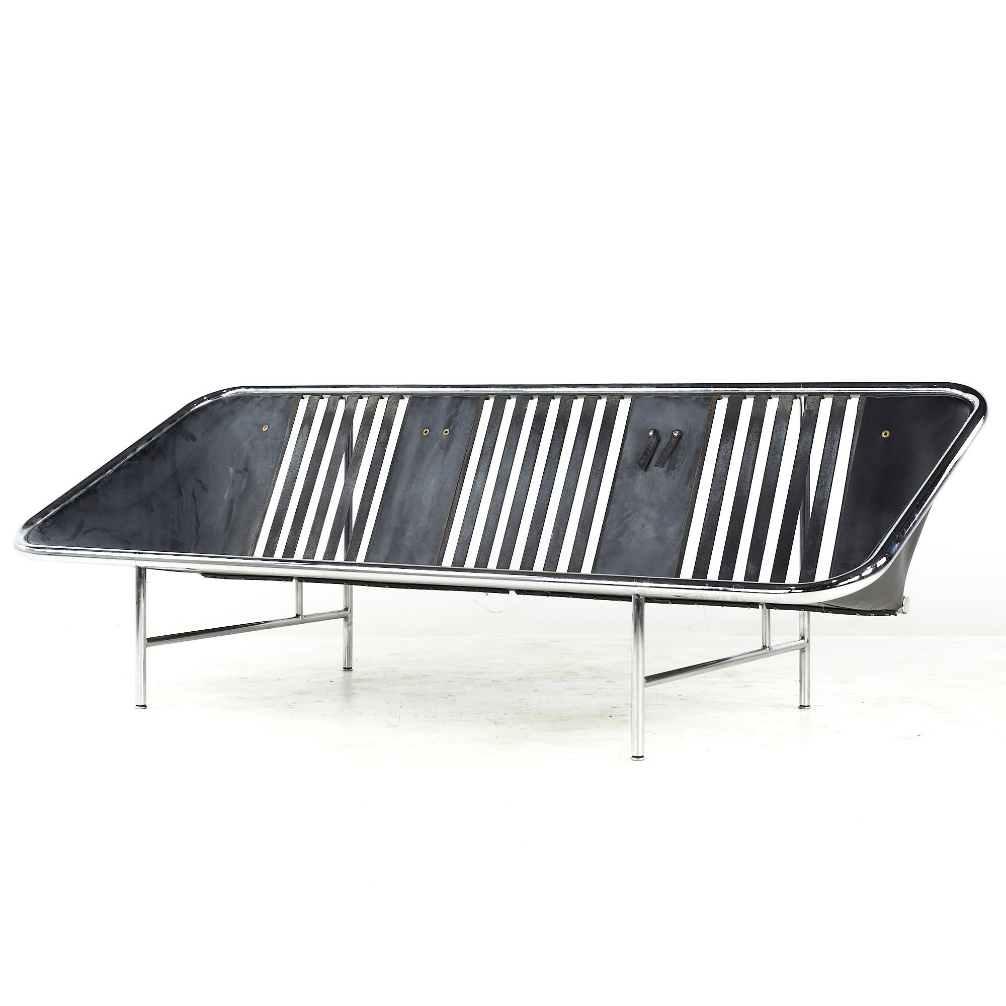 Mid-Century Modern George Nelson for Herman Miller Midcentury Leather and Chrome Sling Sofa For Sale