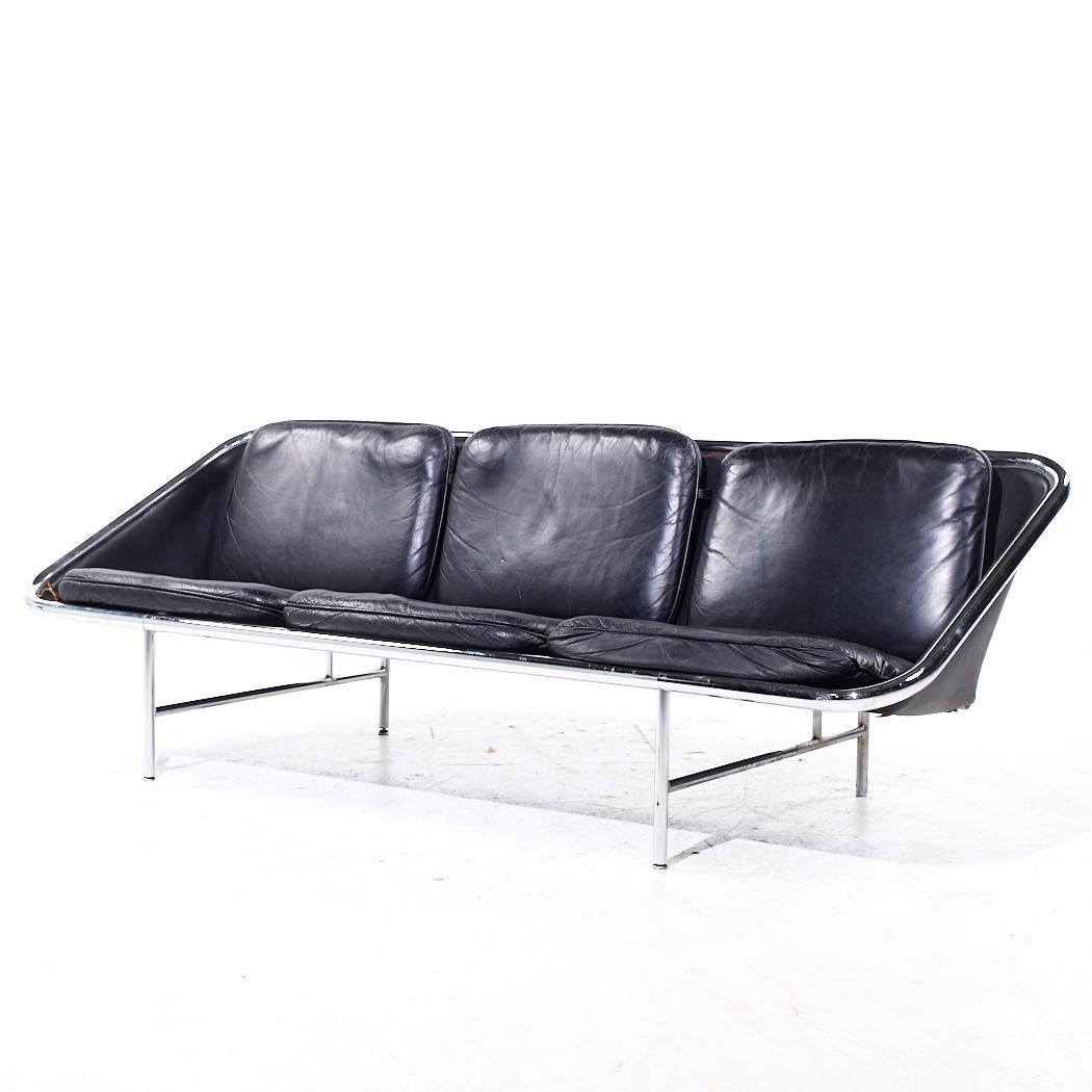 Mid-Century moderno George Nelson per Herman Miller Divano di metà secolo in pelle e con imbracatura cromata in vendita