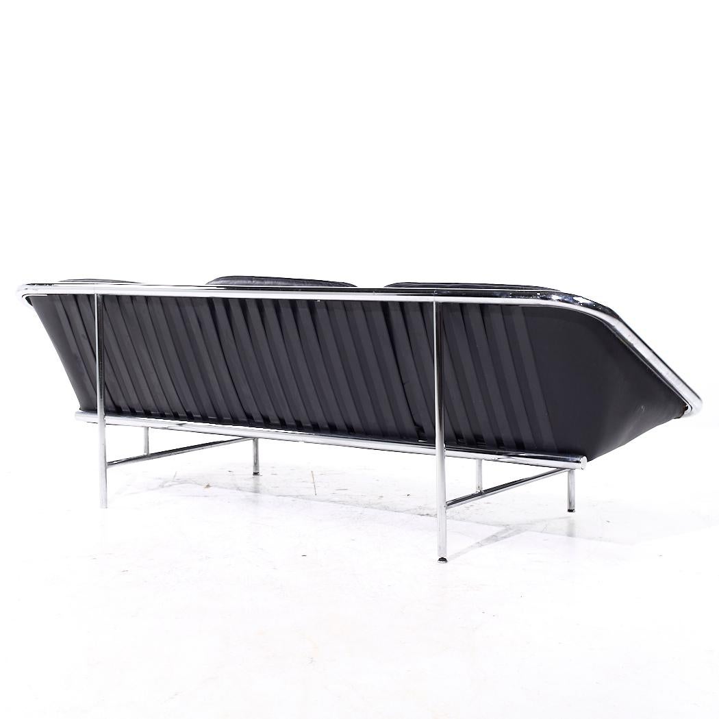 Fine XX secolo George Nelson per Herman Miller Divano di metà secolo in pelle e con imbracatura cromata in vendita