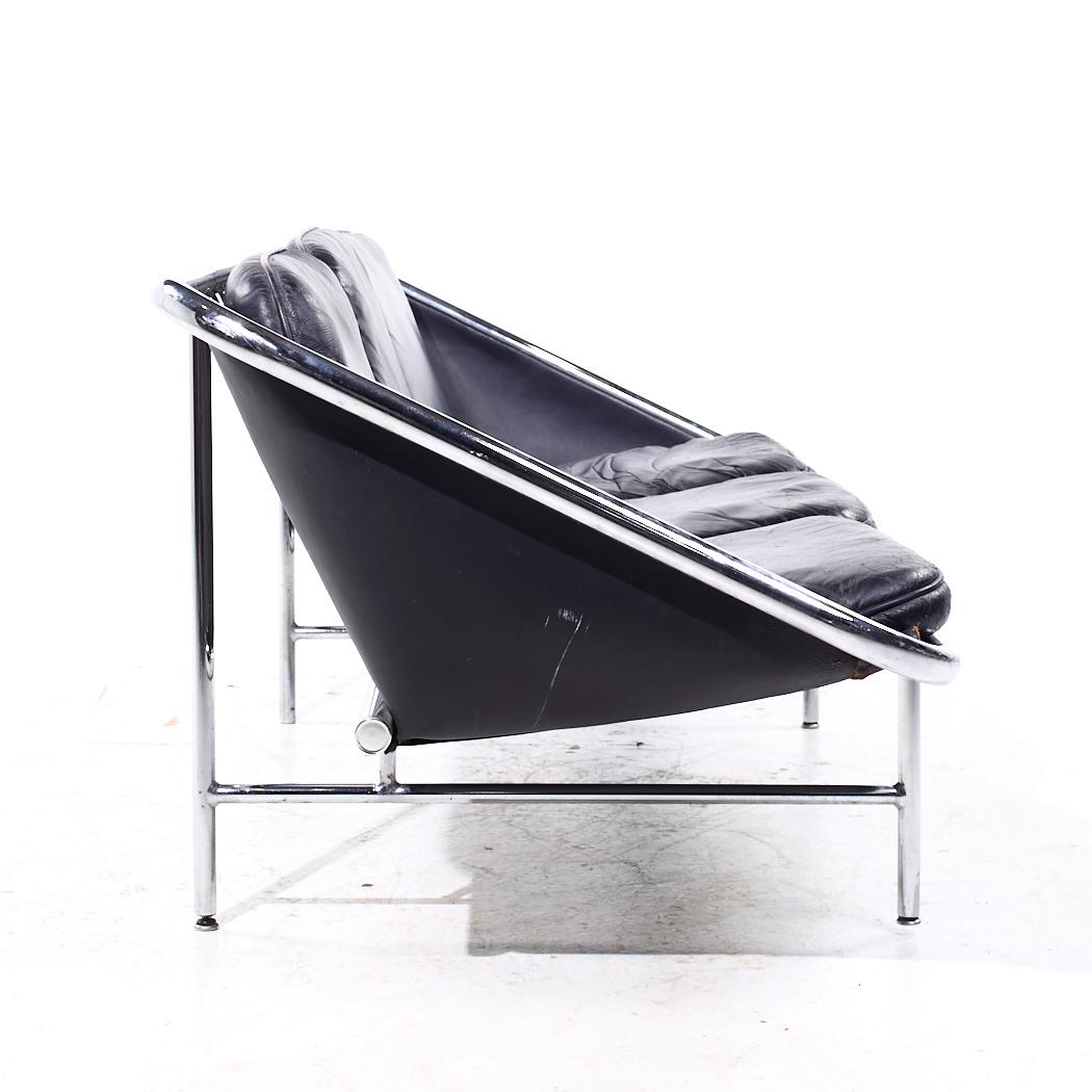 Pelle George Nelson per Herman Miller Divano di metà secolo in pelle e con imbracatura cromata in vendita