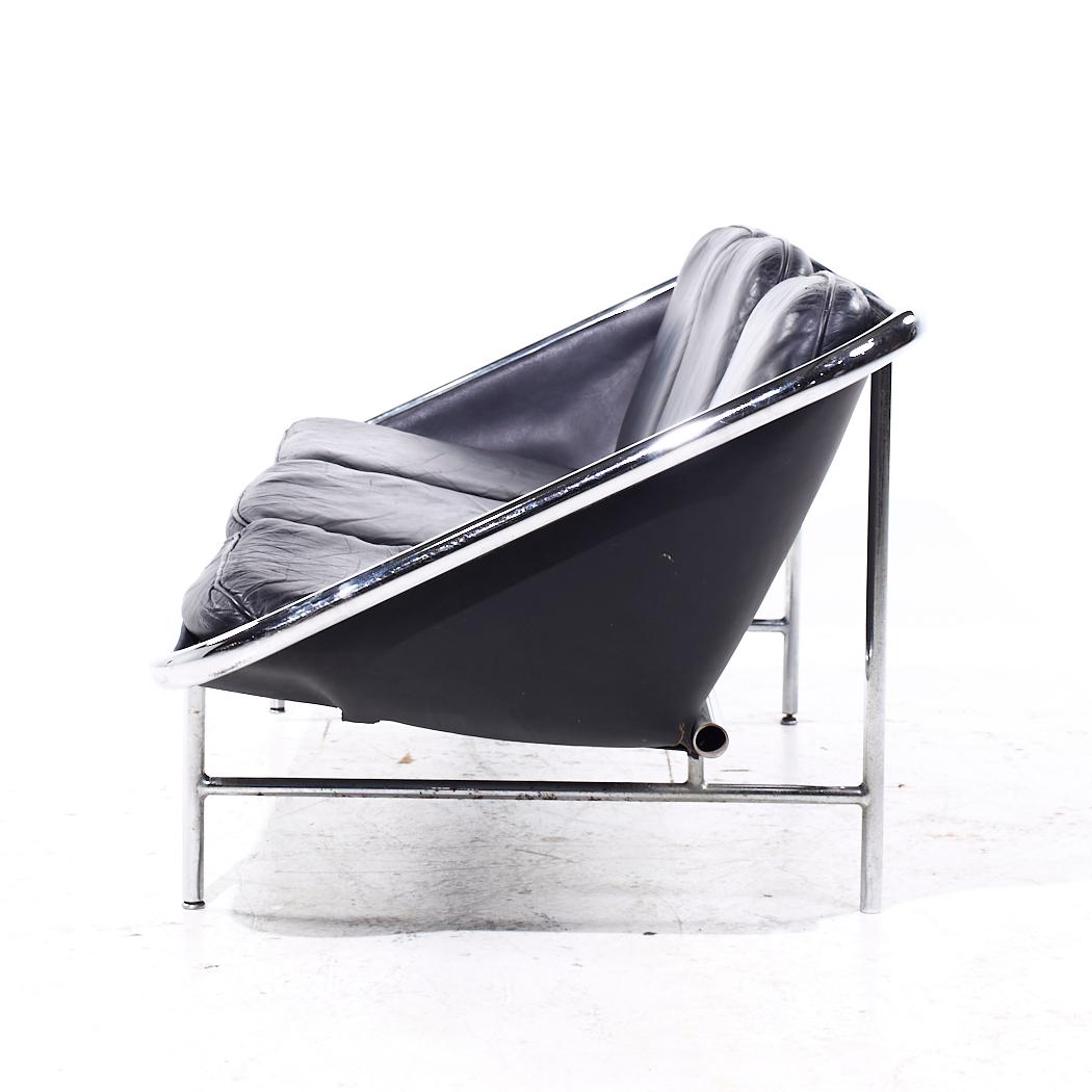 George Nelson per Herman Miller Divano di metà secolo in pelle e con imbracatura cromata in vendita 1
