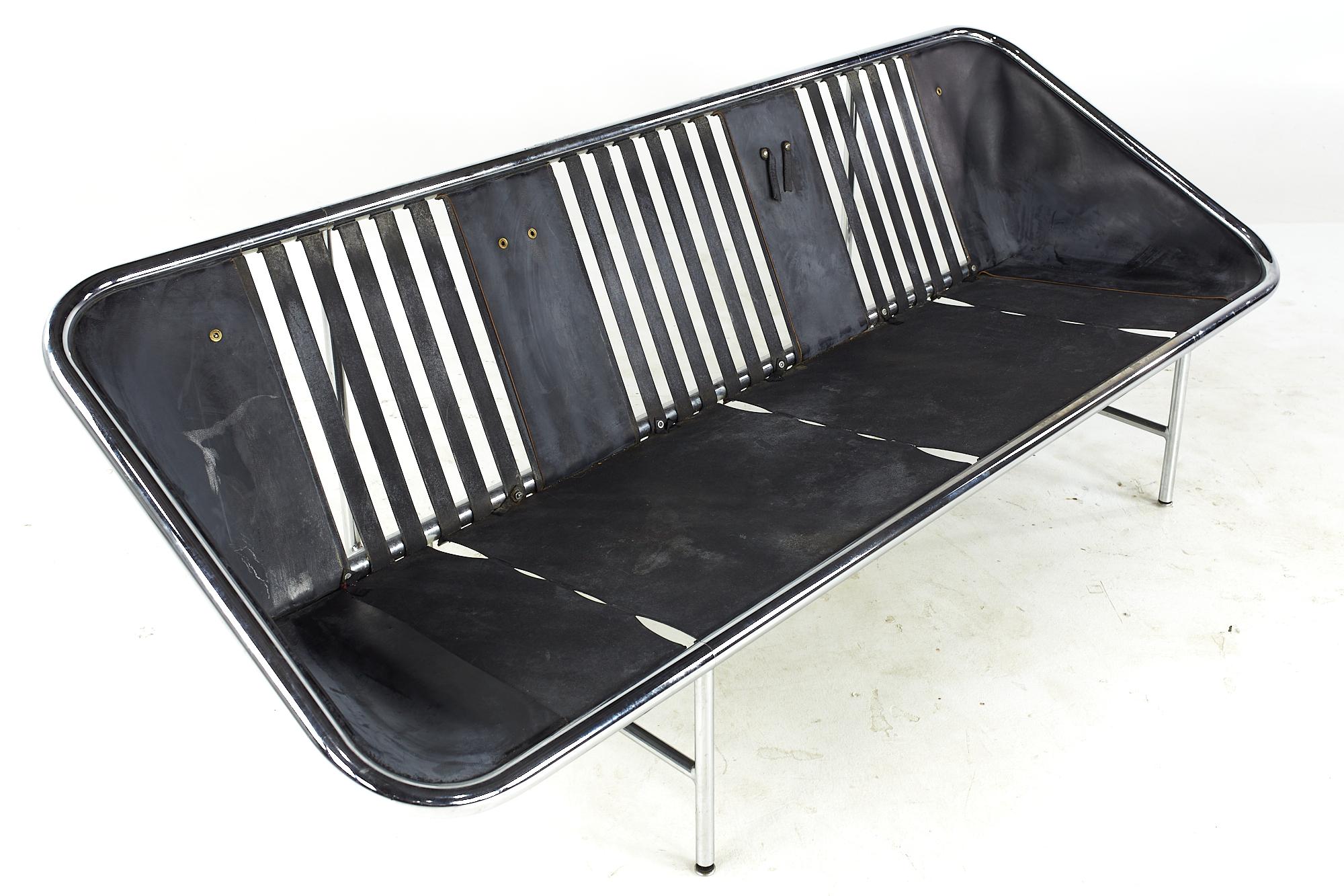 George Nelson for Herman Miller Midcentury Leather and Chrome Sling Sofa For Sale 3