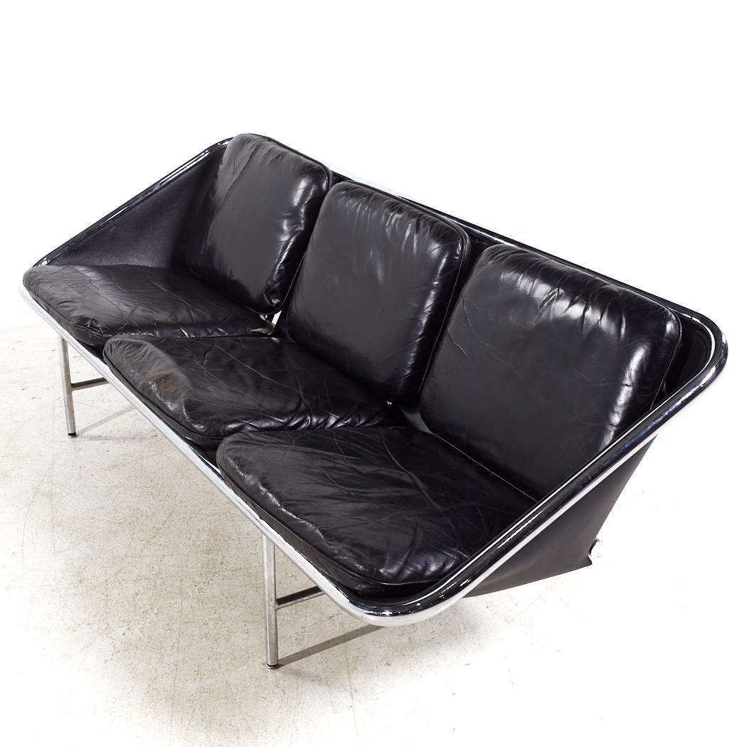 George Nelson for Herman Miller Mid Century Leather and Chrome Sling Sofa For Sale 3