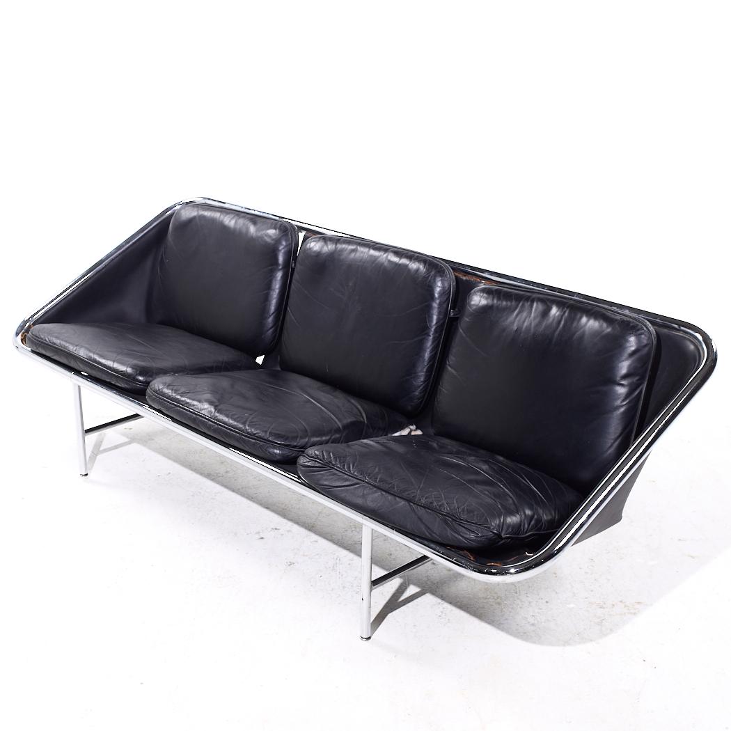 George Nelson per Herman Miller Divano di metà secolo in pelle e con imbracatura cromata in vendita 2
