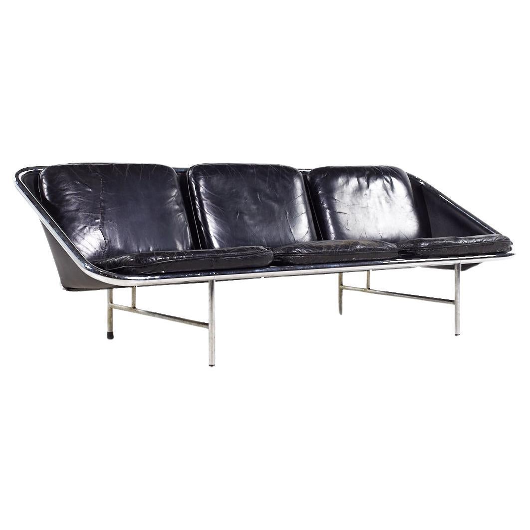George Nelson for Herman Miller Mid Century Leather and Chrome Sling Sofa For Sale