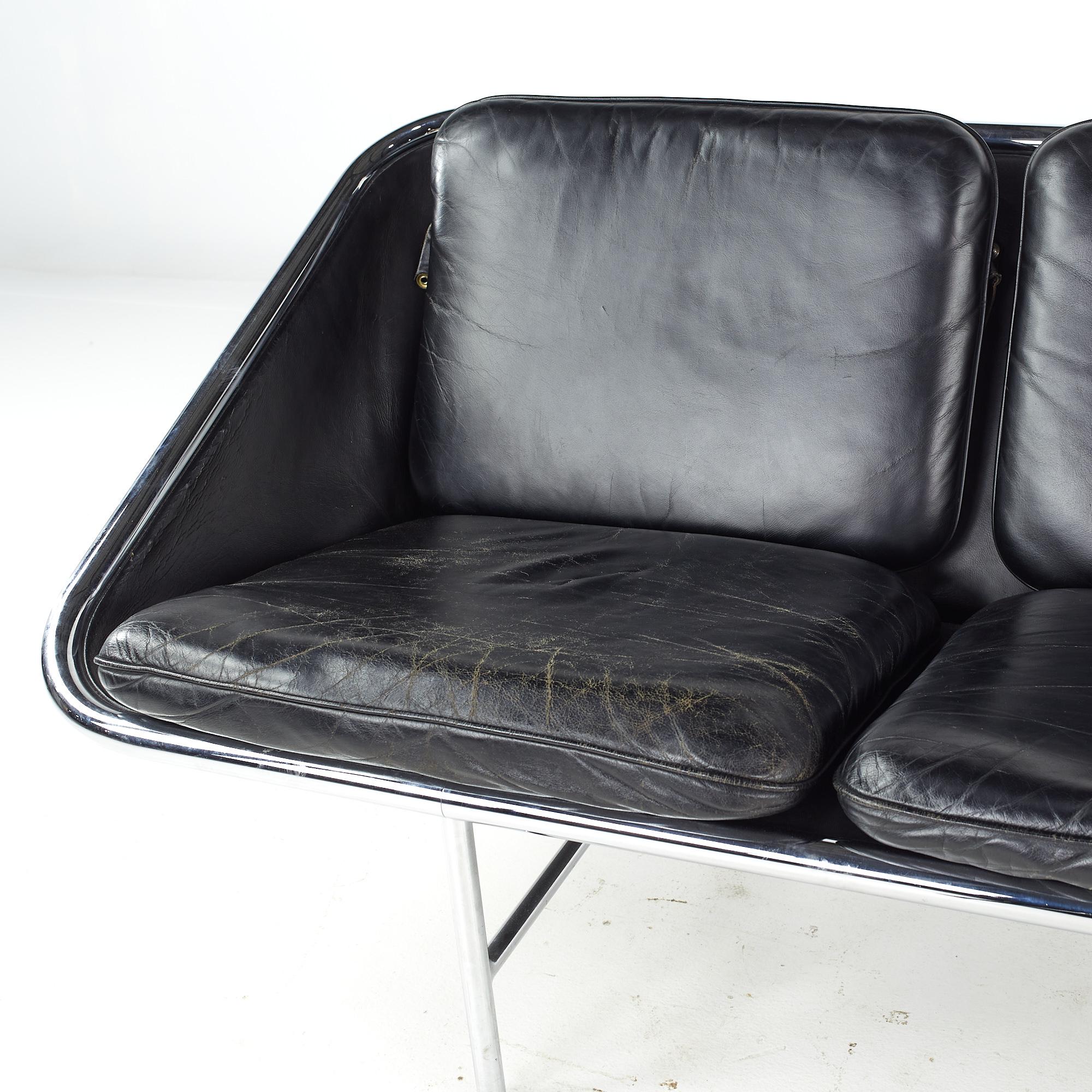 George Nelson for Herman Miller Mid Century Leather Sling Sofa 1