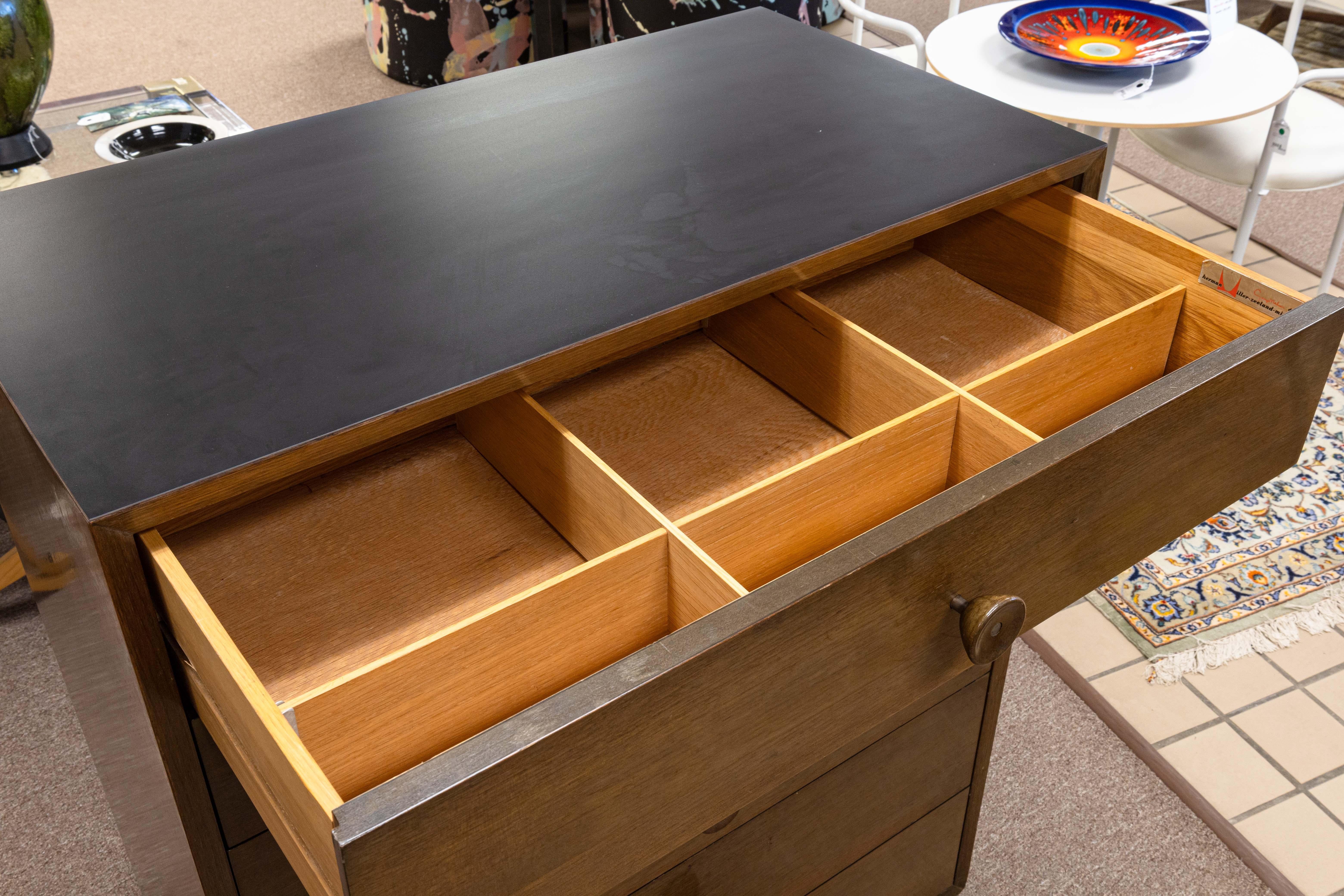 George Nelson for Herman Miller Mid Century Modern Walnut Hi Boy Dresser Chest In Good Condition For Sale In Keego Harbor, MI