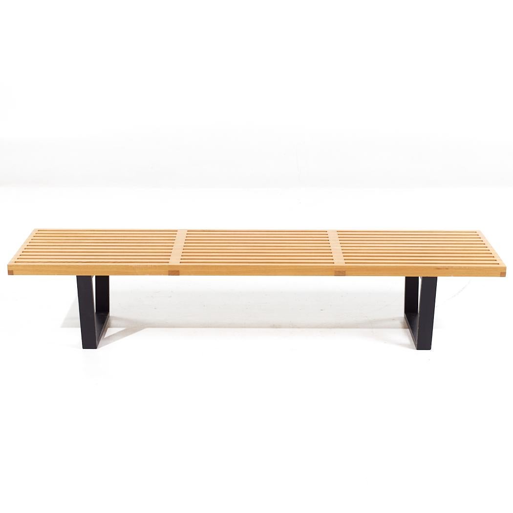Wood George Nelson for Herman Miller Mid Century Slat Bench For Sale