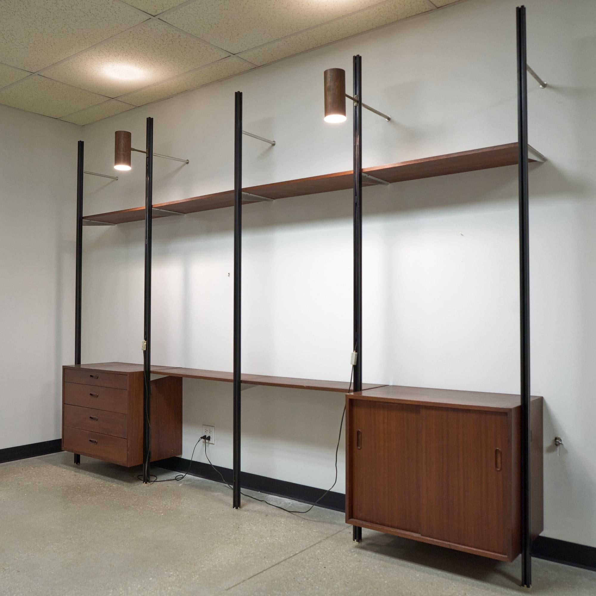 American George Nelson for Herman Miller Mid Century Walnut Omni Wall Unit - 4 Bay For Sale
