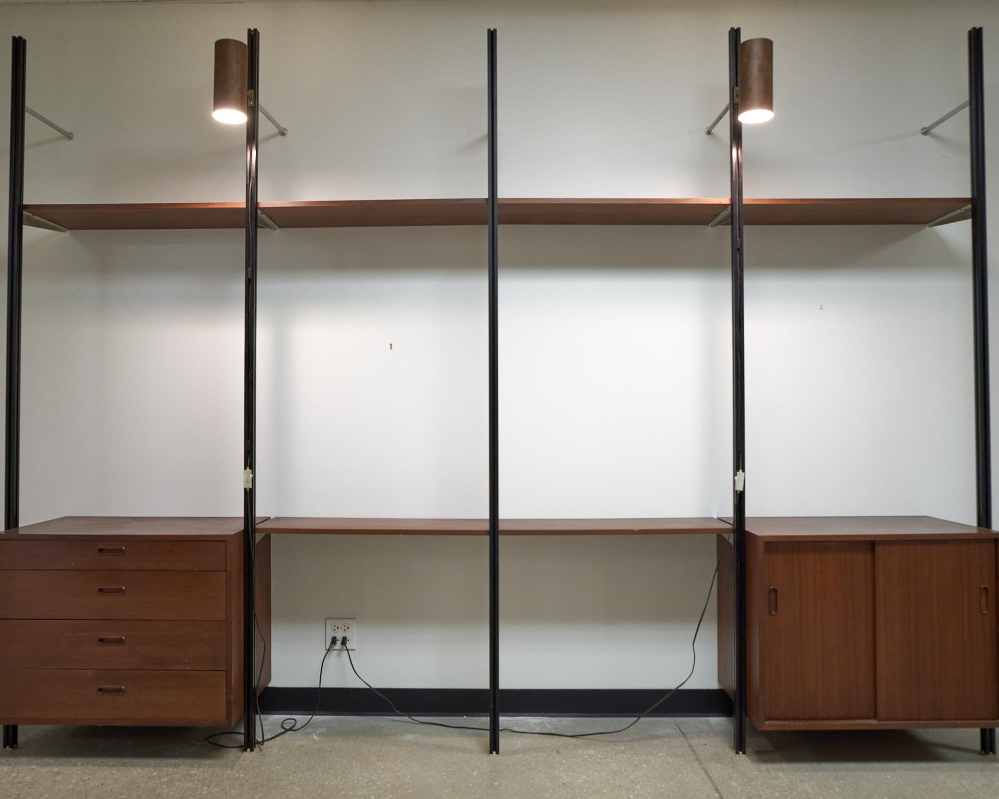 Mid-Century Modern George Nelson for Herman Miller Mid Century Walnut Omni Wall Unit - 4 Bay For Sale