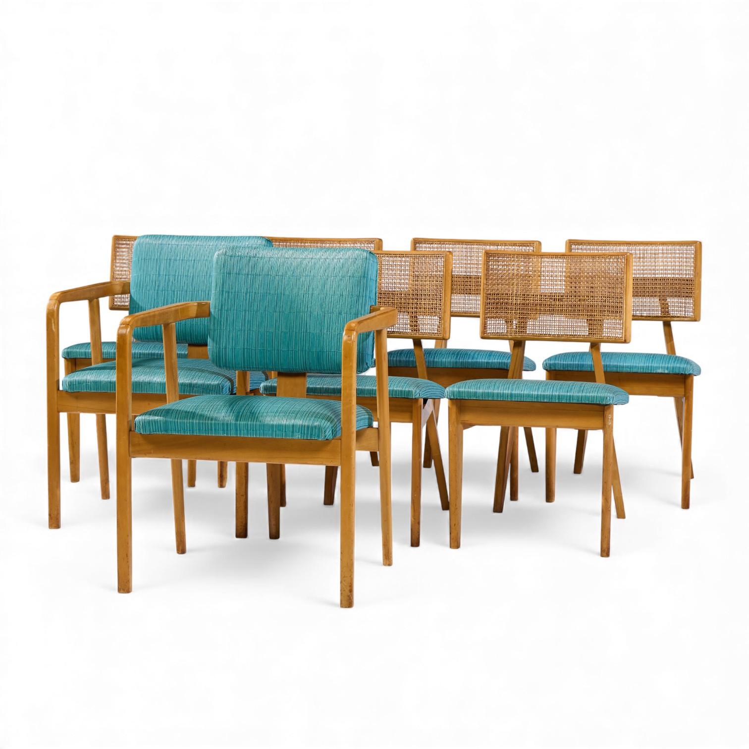 Mid-Century Modern George Nelson for Herman Miller Model 4663 Walnut Dining Chairs - Set of 8 (chaises de salle à manger en noyer) en vente