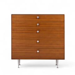 George Nelson for Herman Miller Model 5240 Thin Edge Walnut Highboy Dresser (commode haute en noyer)
