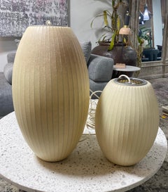 George Nelson for Herman Miller Pair of Midcentury Cigar Bubble Pendant Lights