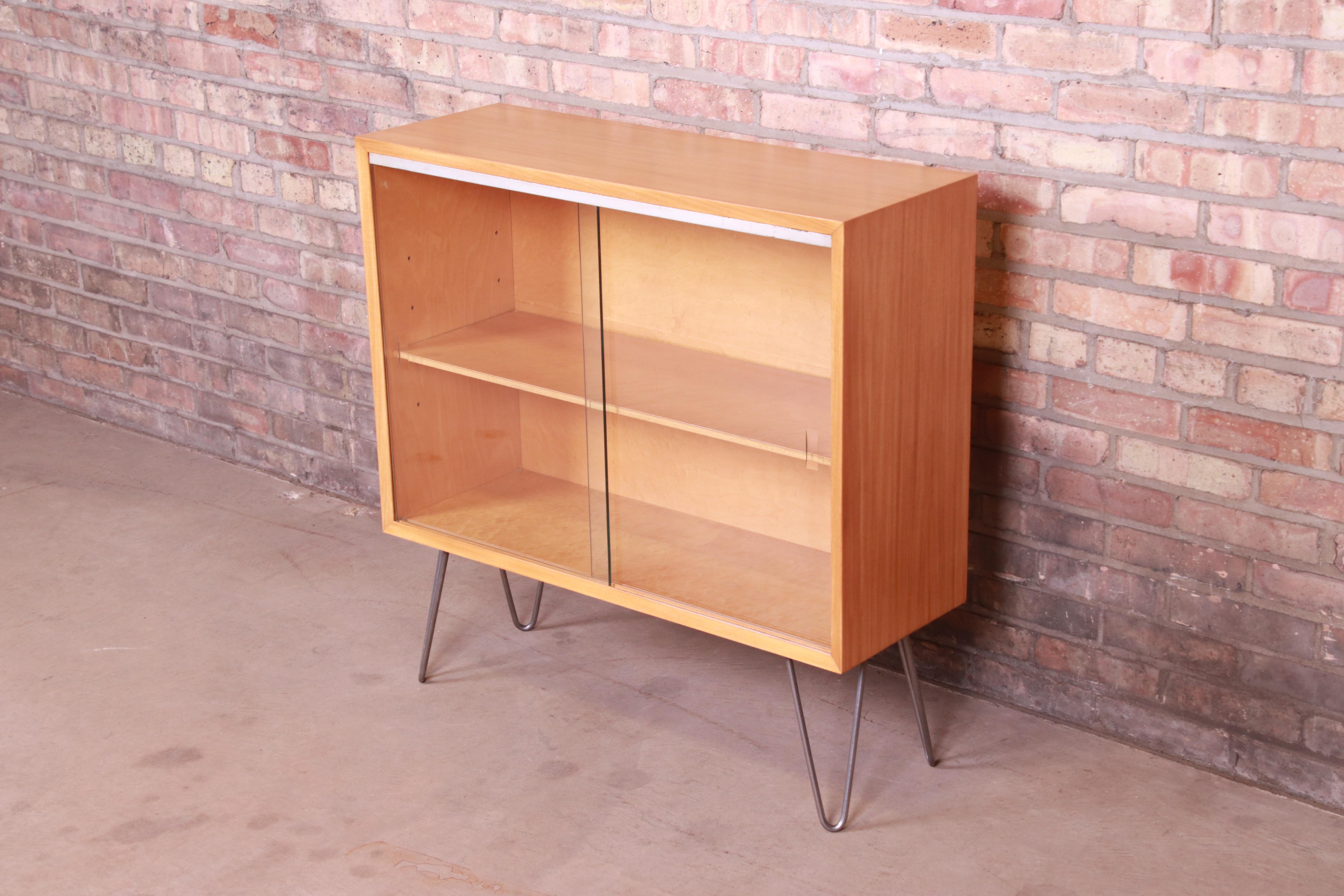 Mid-Century Modern George Nelson for Herman Miller Primavera Bookcase on Hairpin Legs, Refinished
