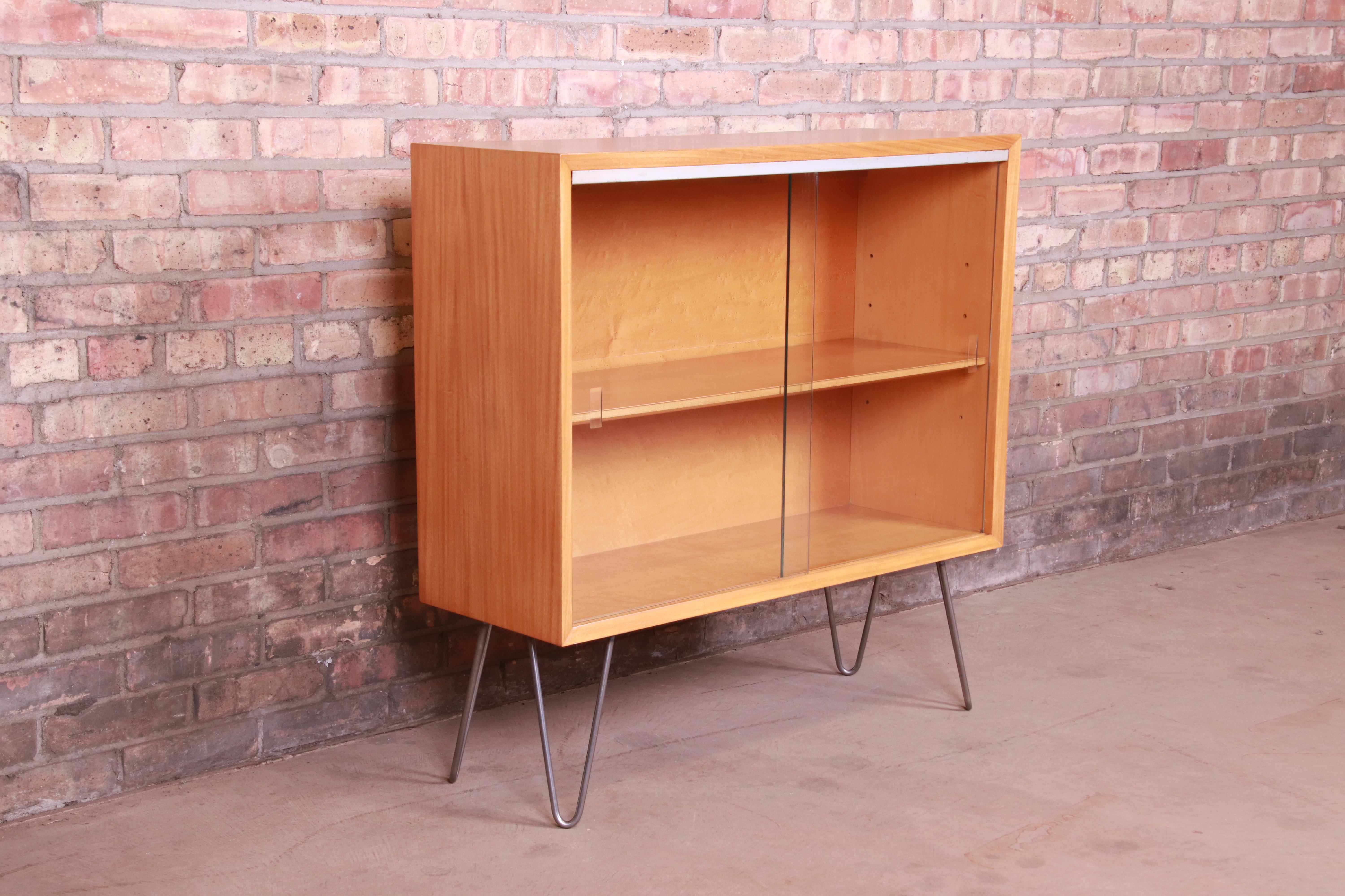 George Nelson for Herman Miller Primavera Bookcase on Hairpin Legs, Refinished In Good Condition In South Bend, IN