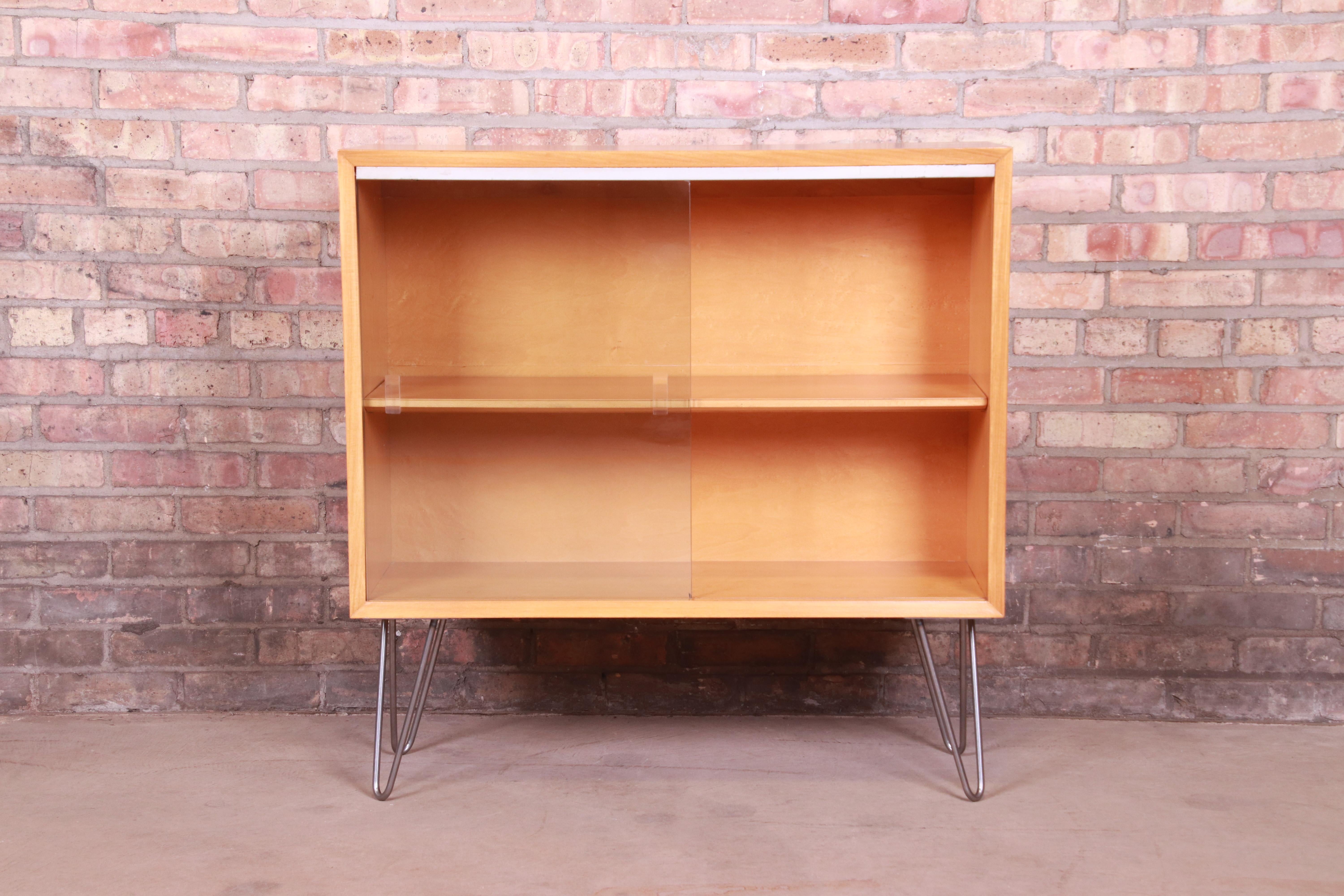 Aluminum George Nelson for Herman Miller Primavera Bookcase on Hairpin Legs, Refinished