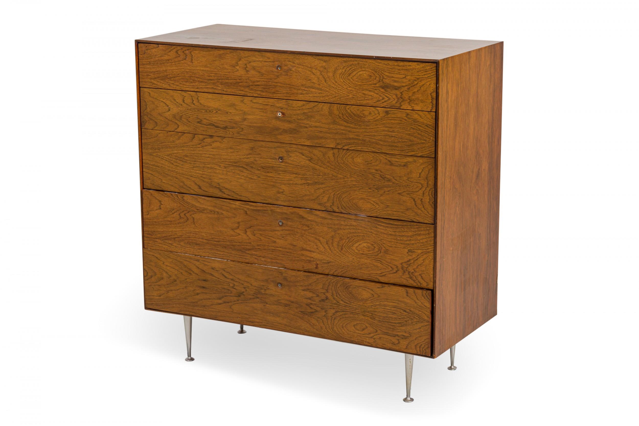 George Nelson per Herman Miller Cassettiera a cinque cassetti con bordo sottile in legno di palissandro In condizioni buone a Queens, NY