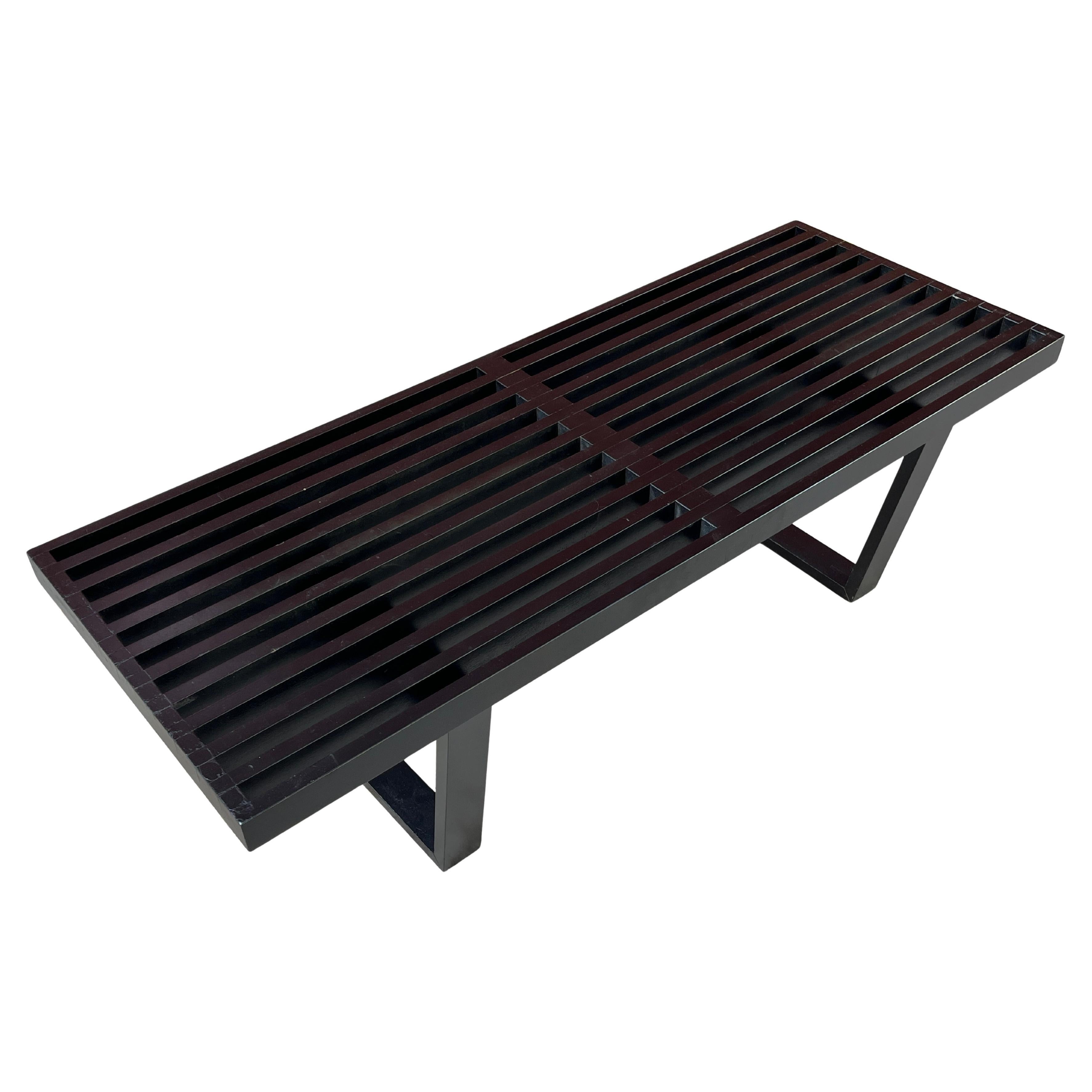 Beautiful midcentury George Nelson Herman Miller slatted bench. This original vintage bench is 48