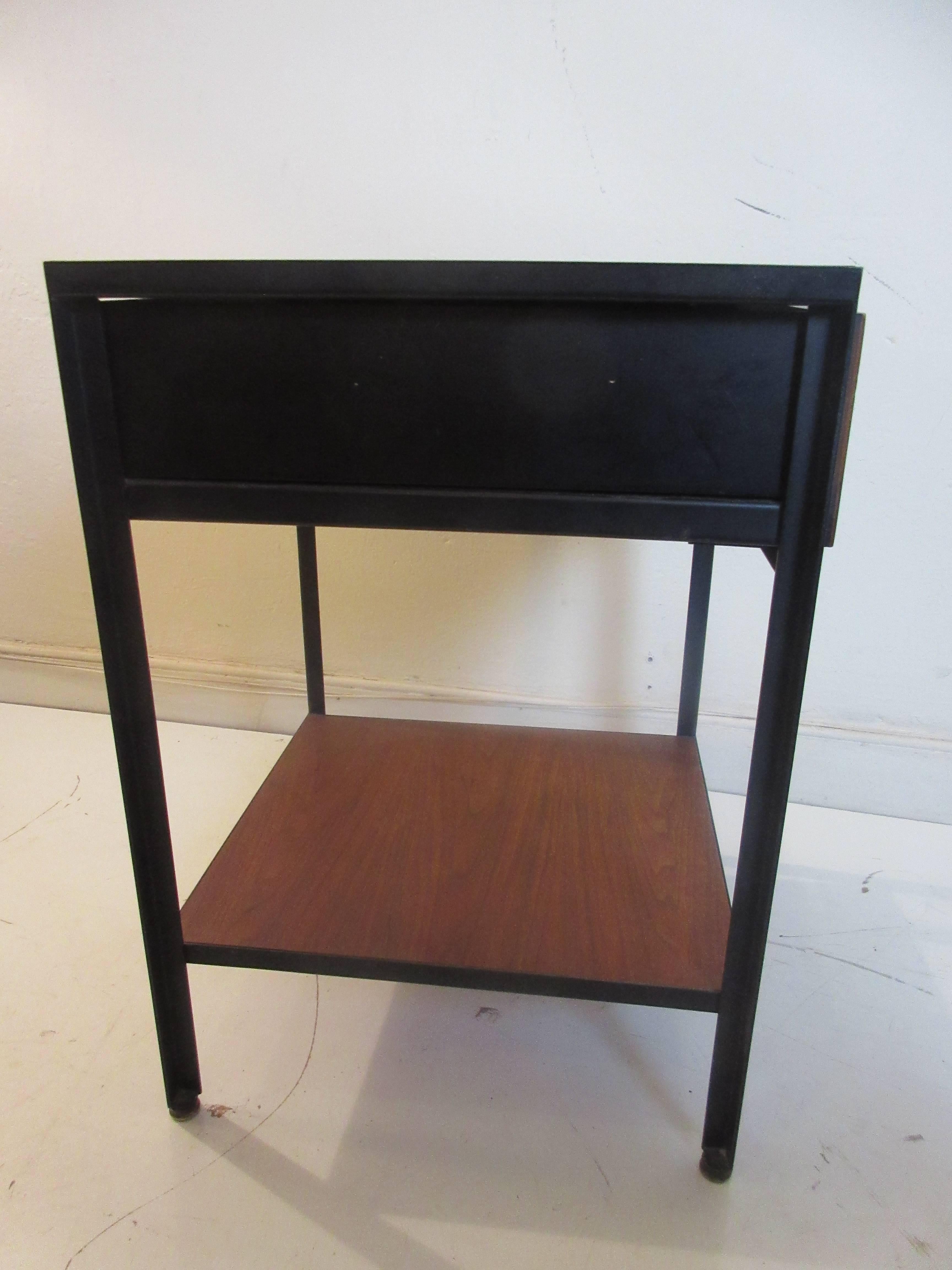American George Nelson for Herman Miller Steel Case Nightstand in Walnut and Black
