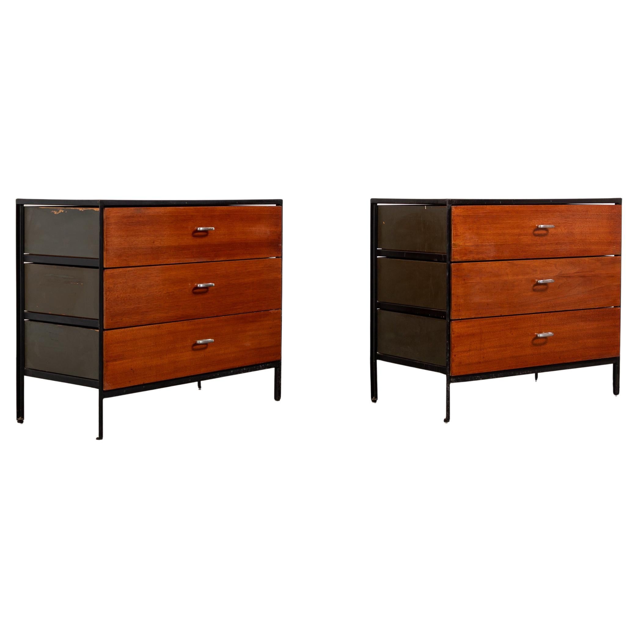 George Nelson for Herman Miller Steelframe Dressers with Walnut - Pair