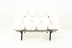 George Nelson for Herman Miller Style Midcentury Marshmallow Sofa White, Pair