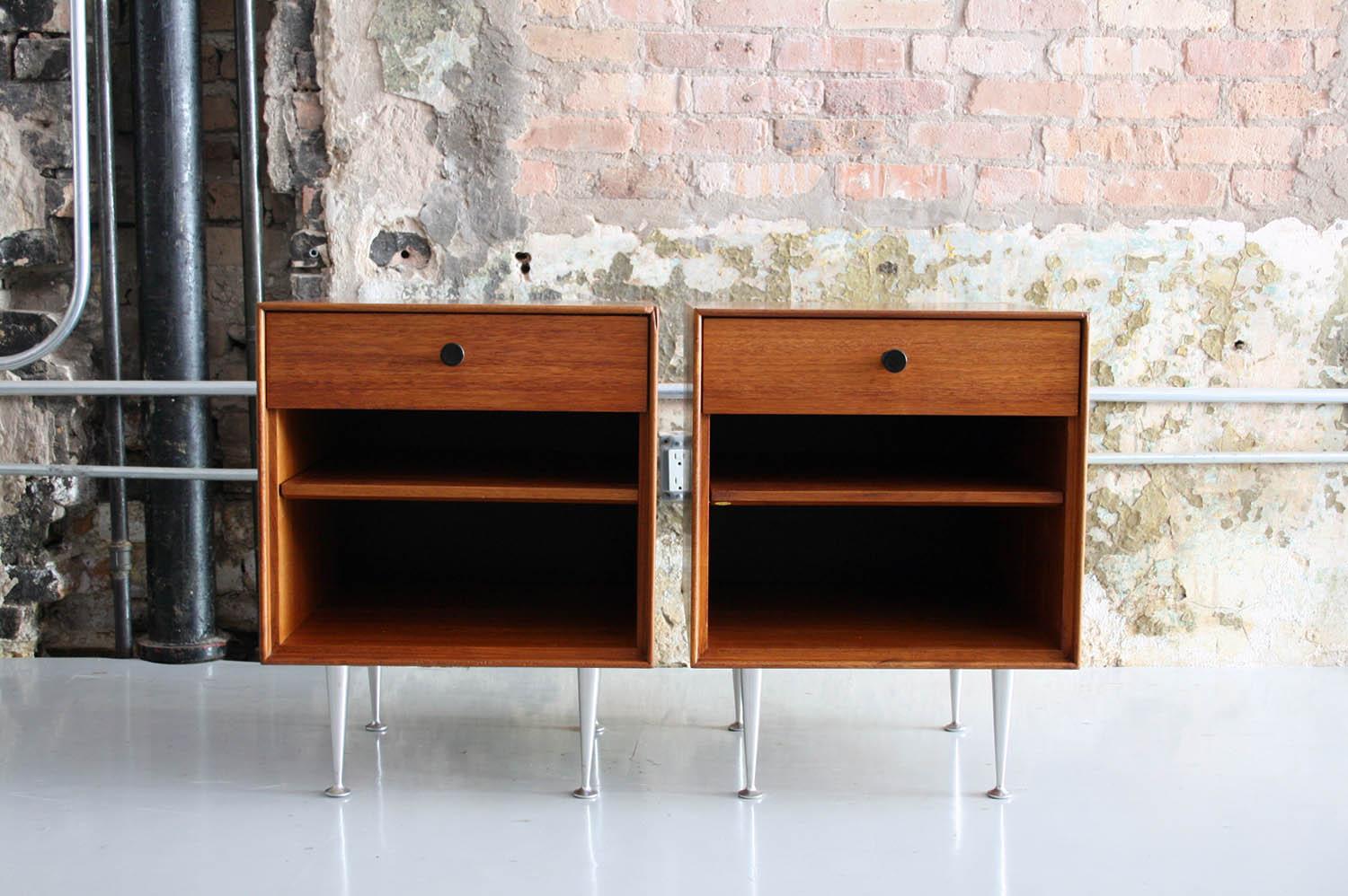 Oiled George Nelson for Herman Miller 'Thin Edge' Night Stands / Bedside Tables 'Teak'
