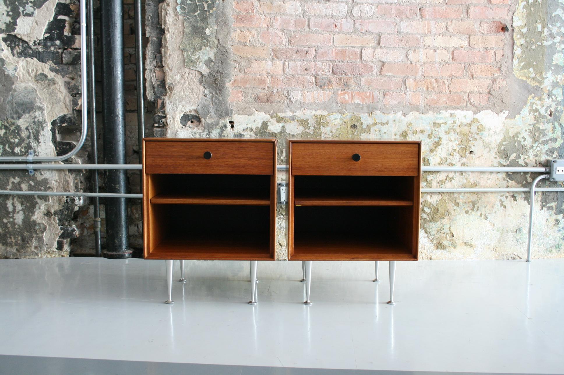 Mid-20th Century George Nelson for Herman Miller 'Thin Edge' Night Stands / Bedside Tables 'Teak'